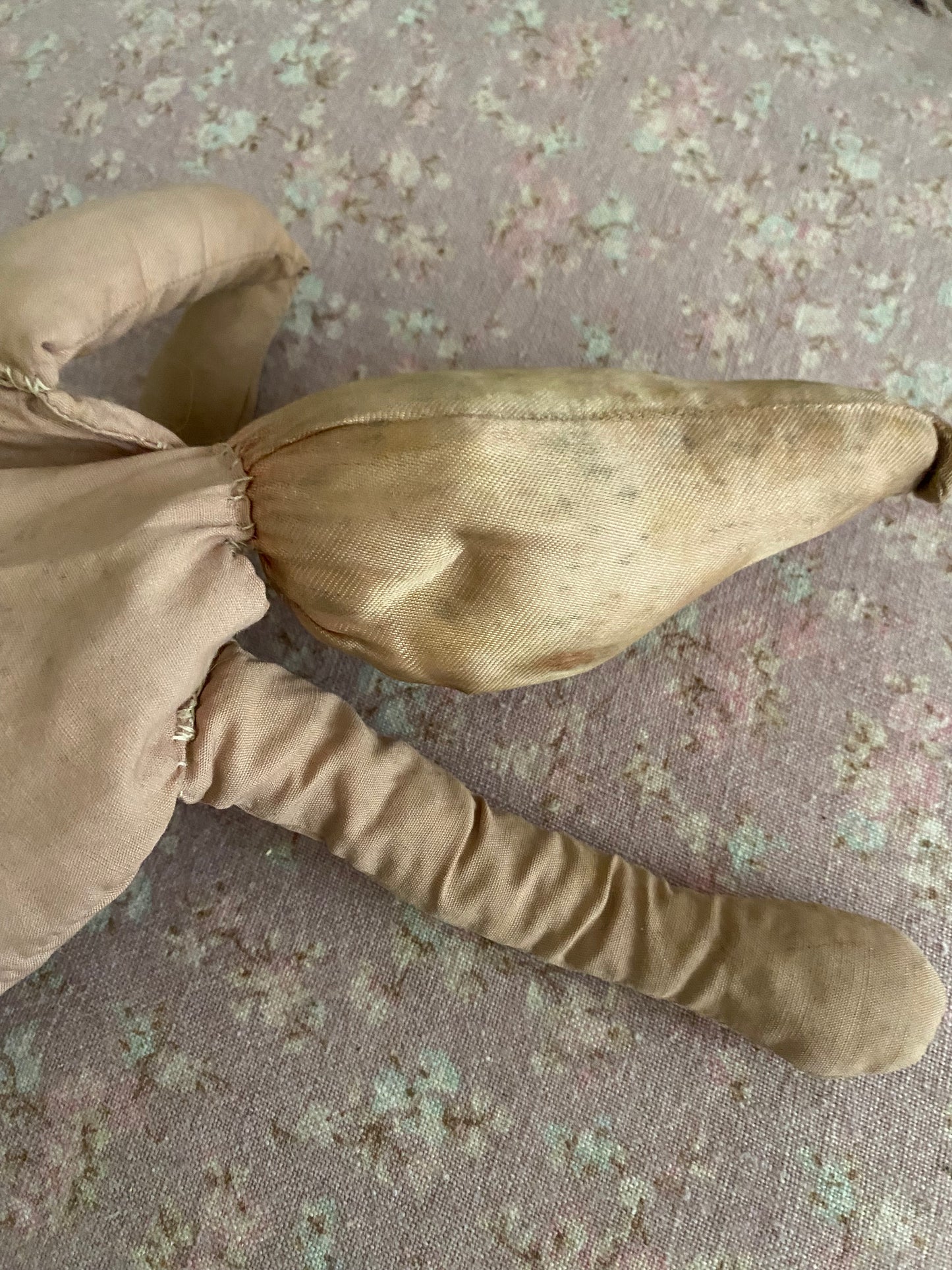 Antique Timeworn Pink Pierrot Hat Doll