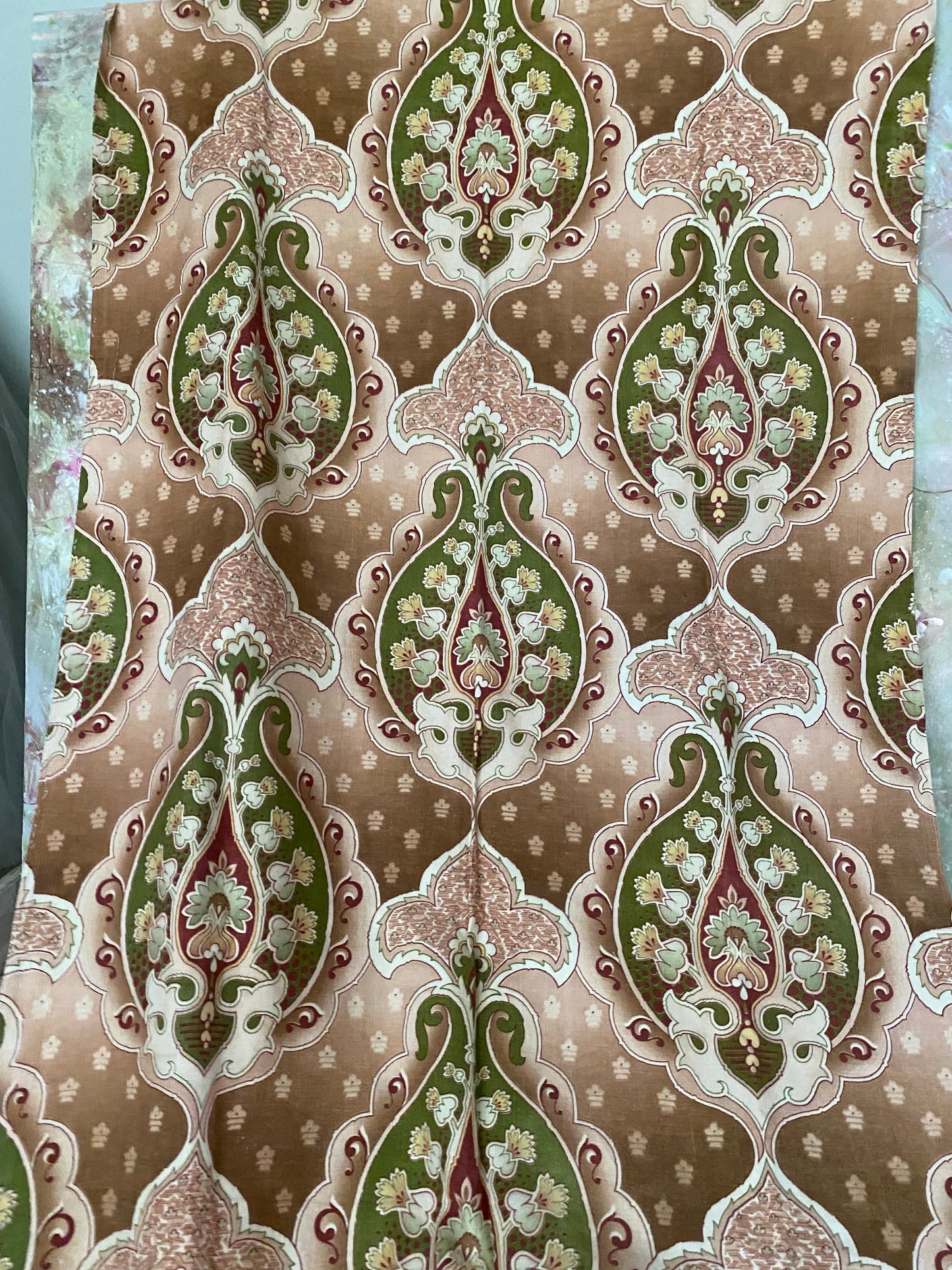 Antique French Fabric Panel Art Nouveau Cretonne
