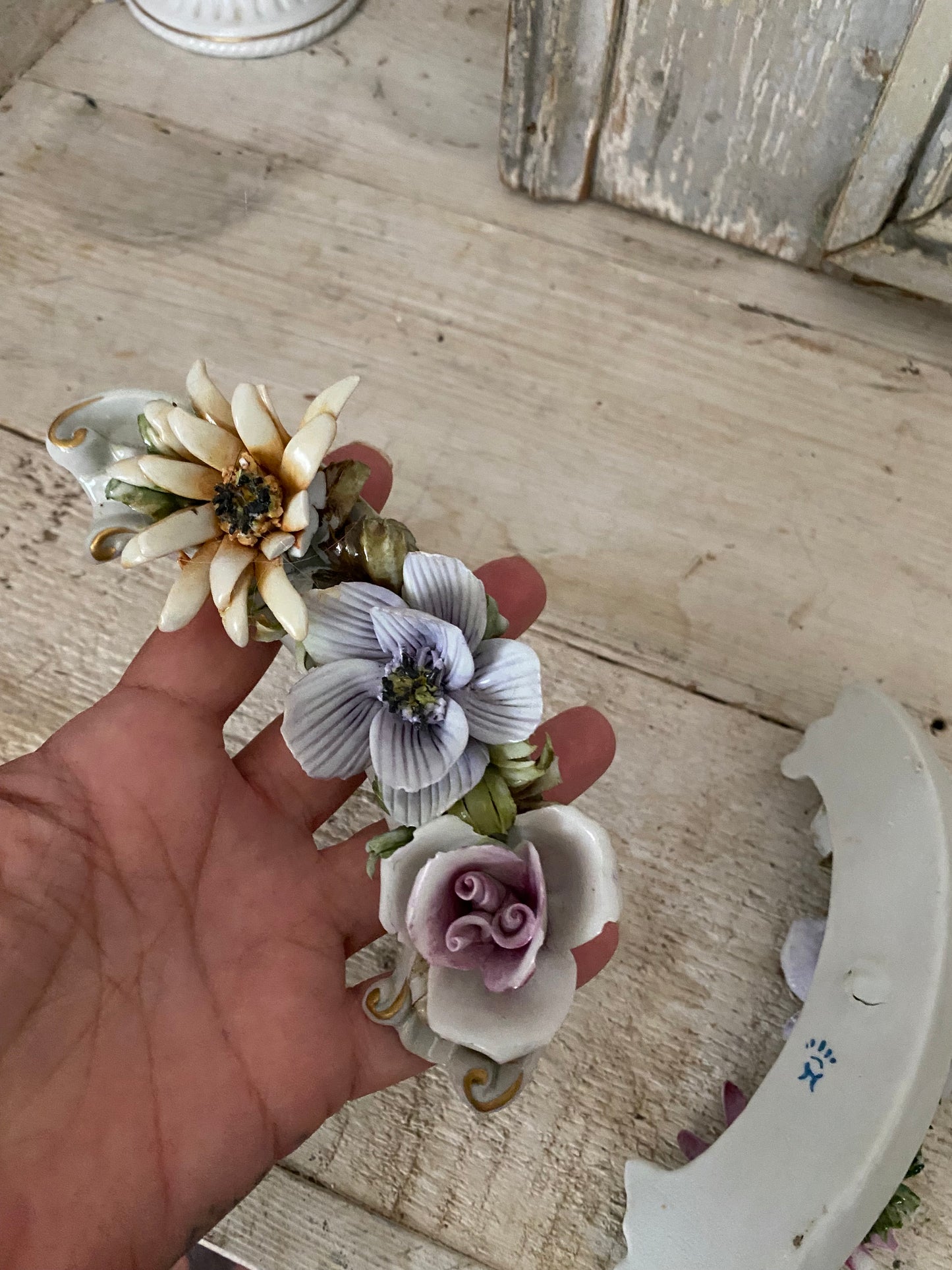 Antique Italian Bisque Flowers