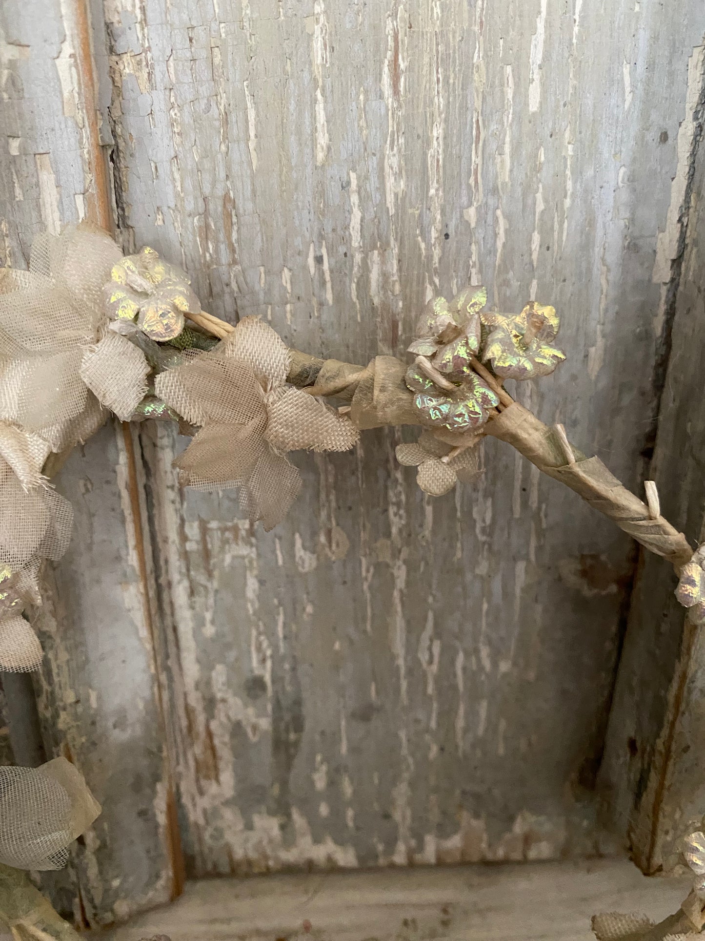 Antique Iridescent Blue Petite French Flower Crown