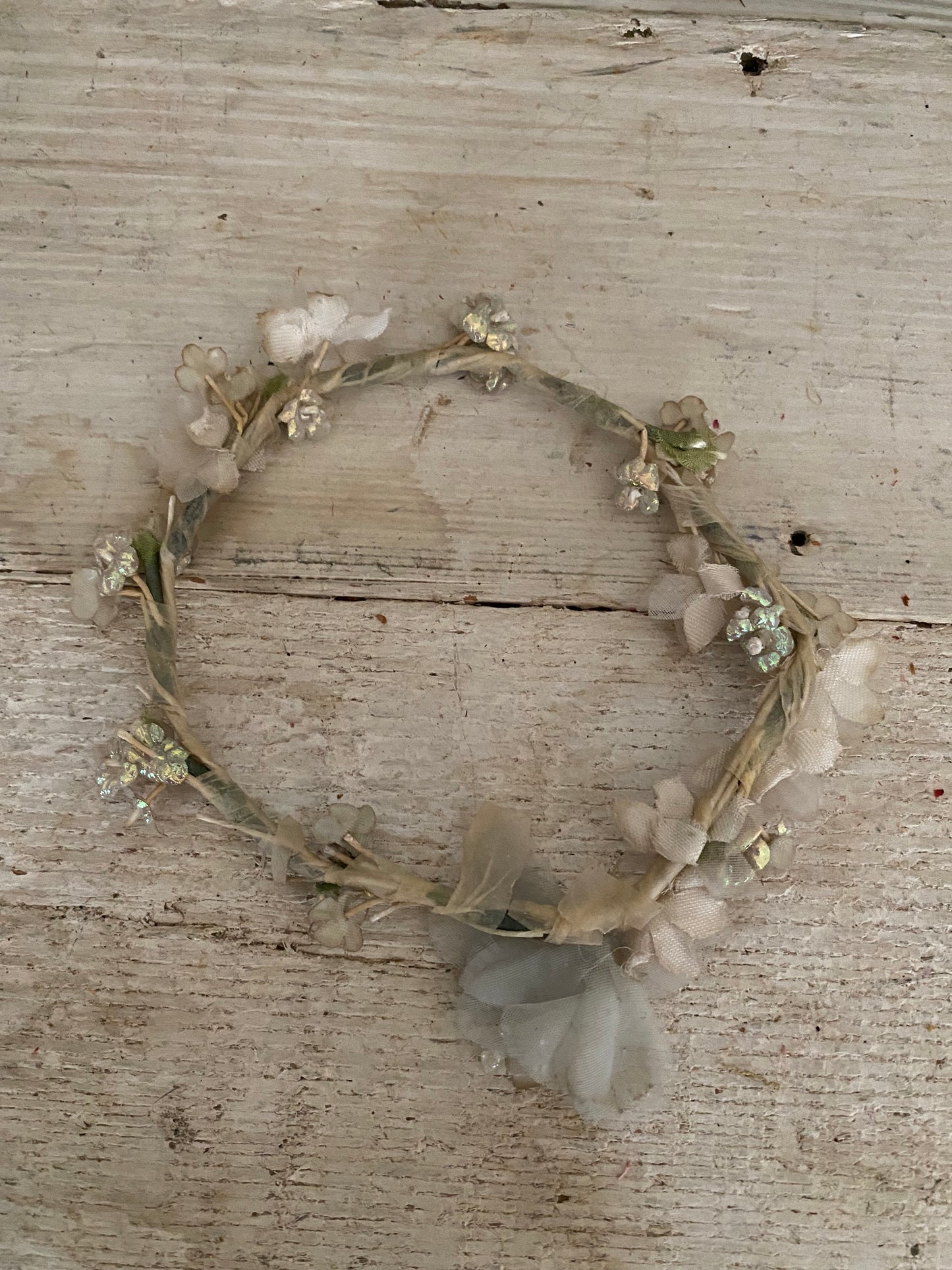 Antique Iridescent Blue Petite French Flower Crown