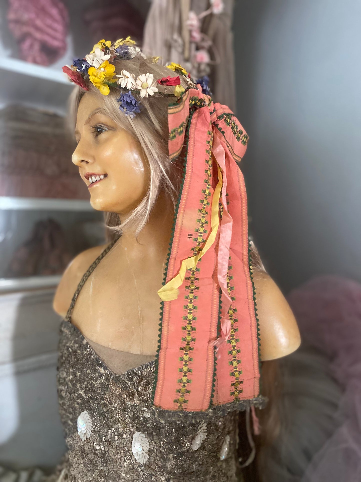 Antique Czech Millinery Flower Crown