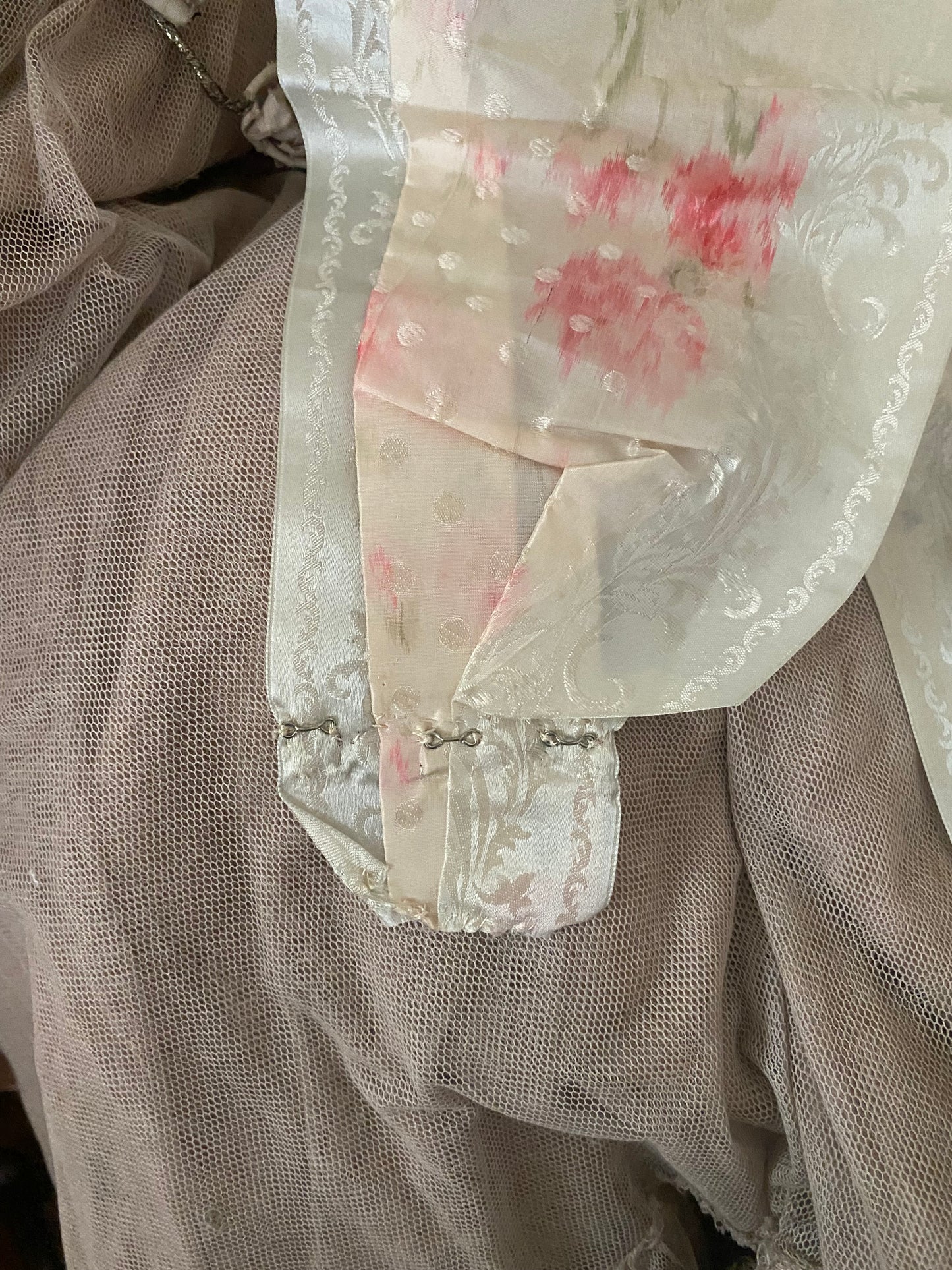 Antique Watered Silk Ribbon Sash Belt With Bow
