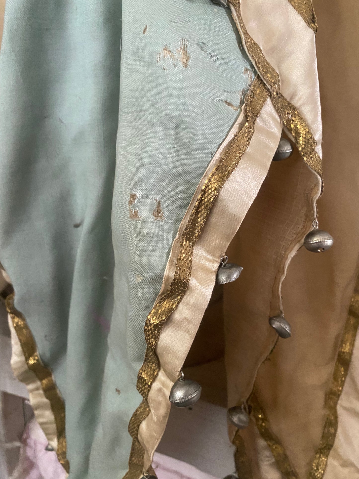 Antique Pink Blue Jester Bell Costume