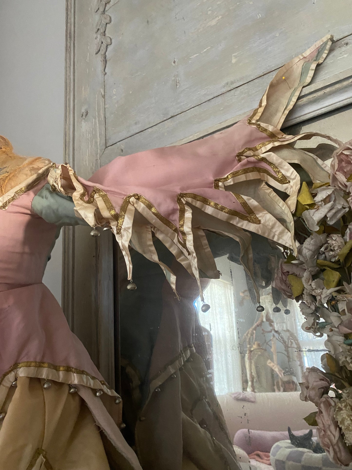 Antique Pink Blue Jester Bell Costume