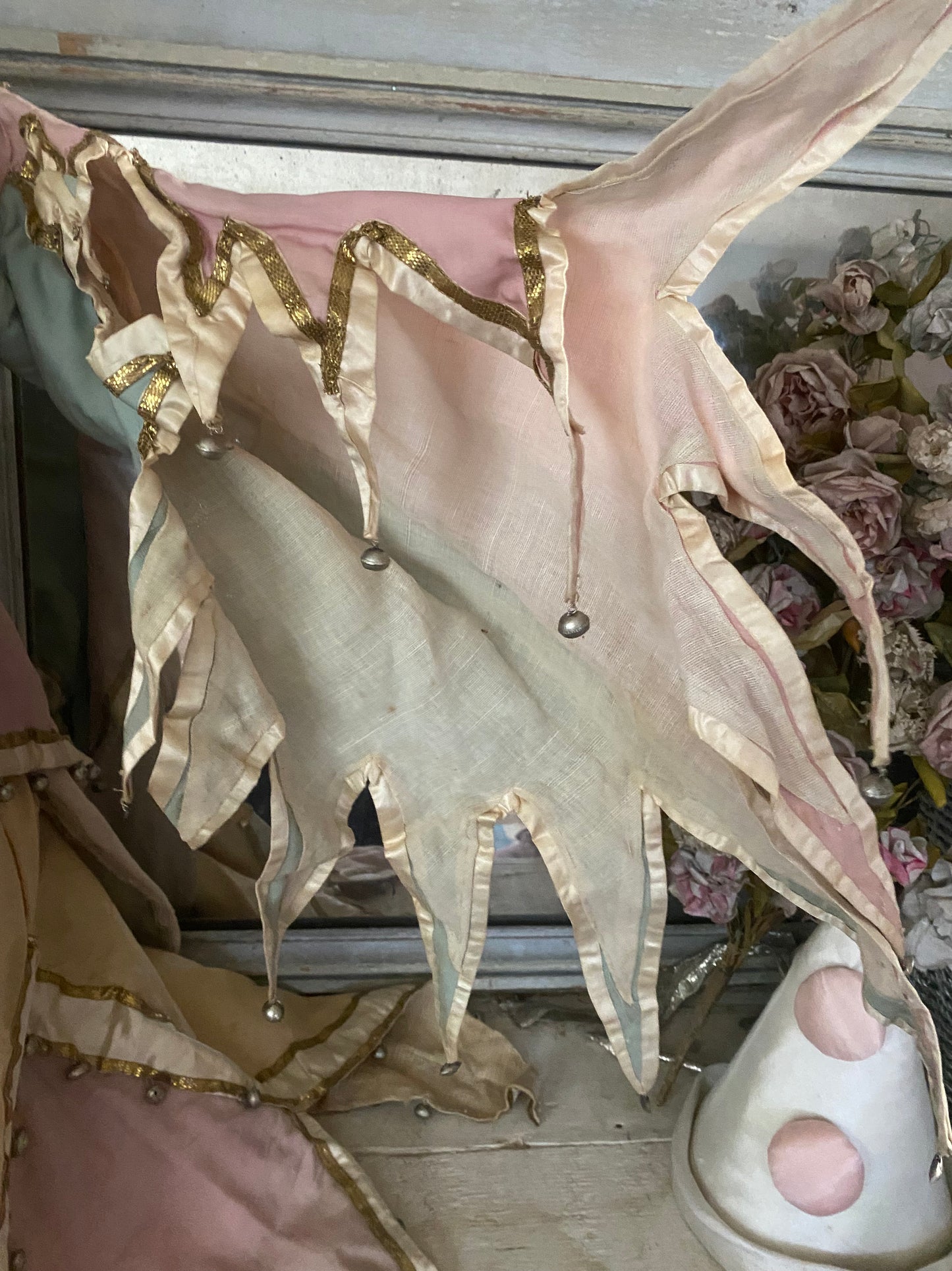Antique Pink Blue Jester Bell Costume