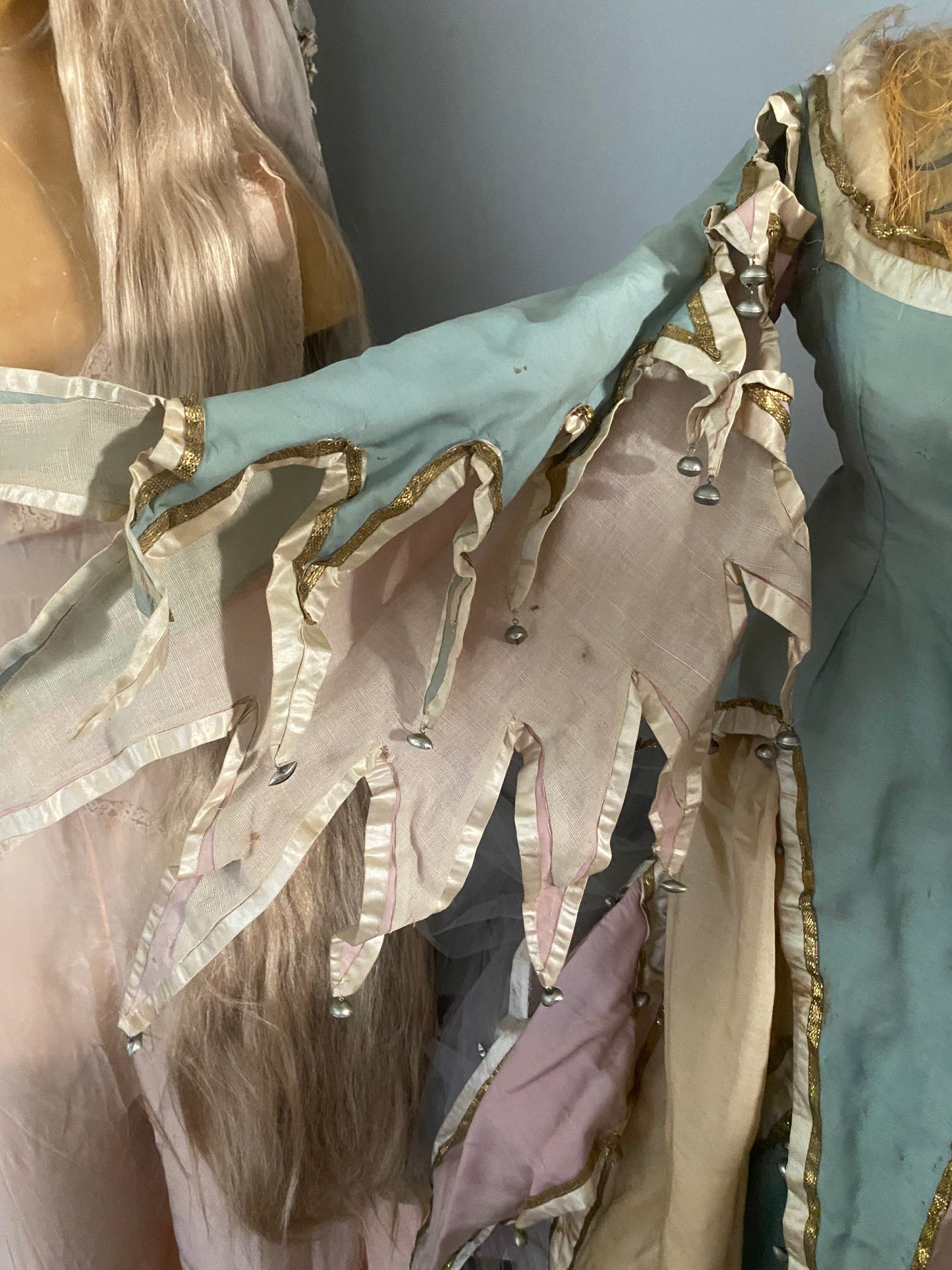 Antique Pink Blue Jester Bell Costume