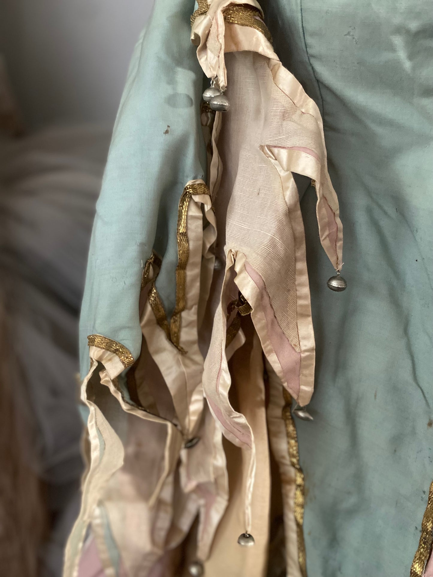 Antique Pink Blue Jester Bell Costume