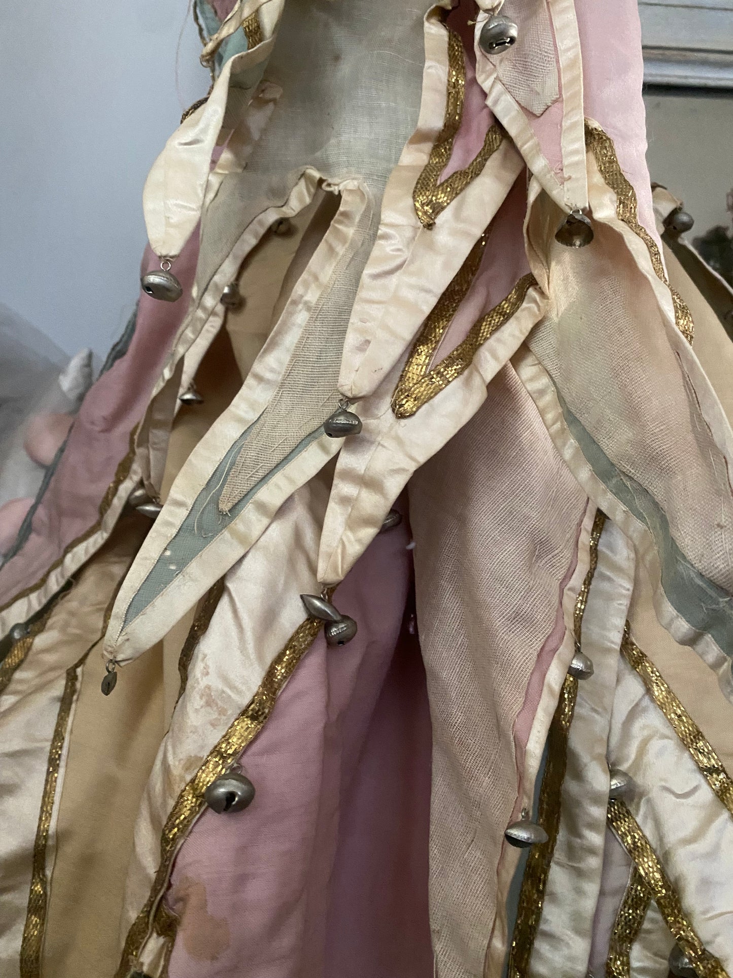 Antique Pink Blue Jester Bell Costume