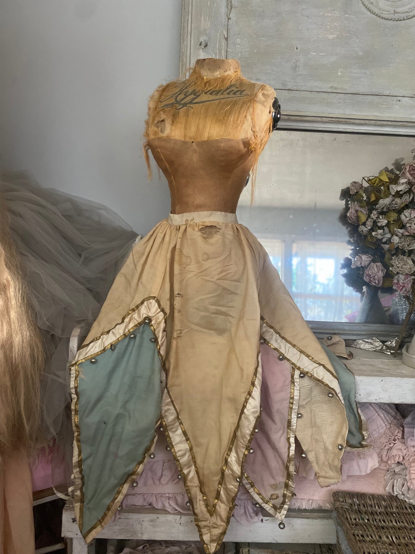 Antique Pink Blue Jester Bell Costume
