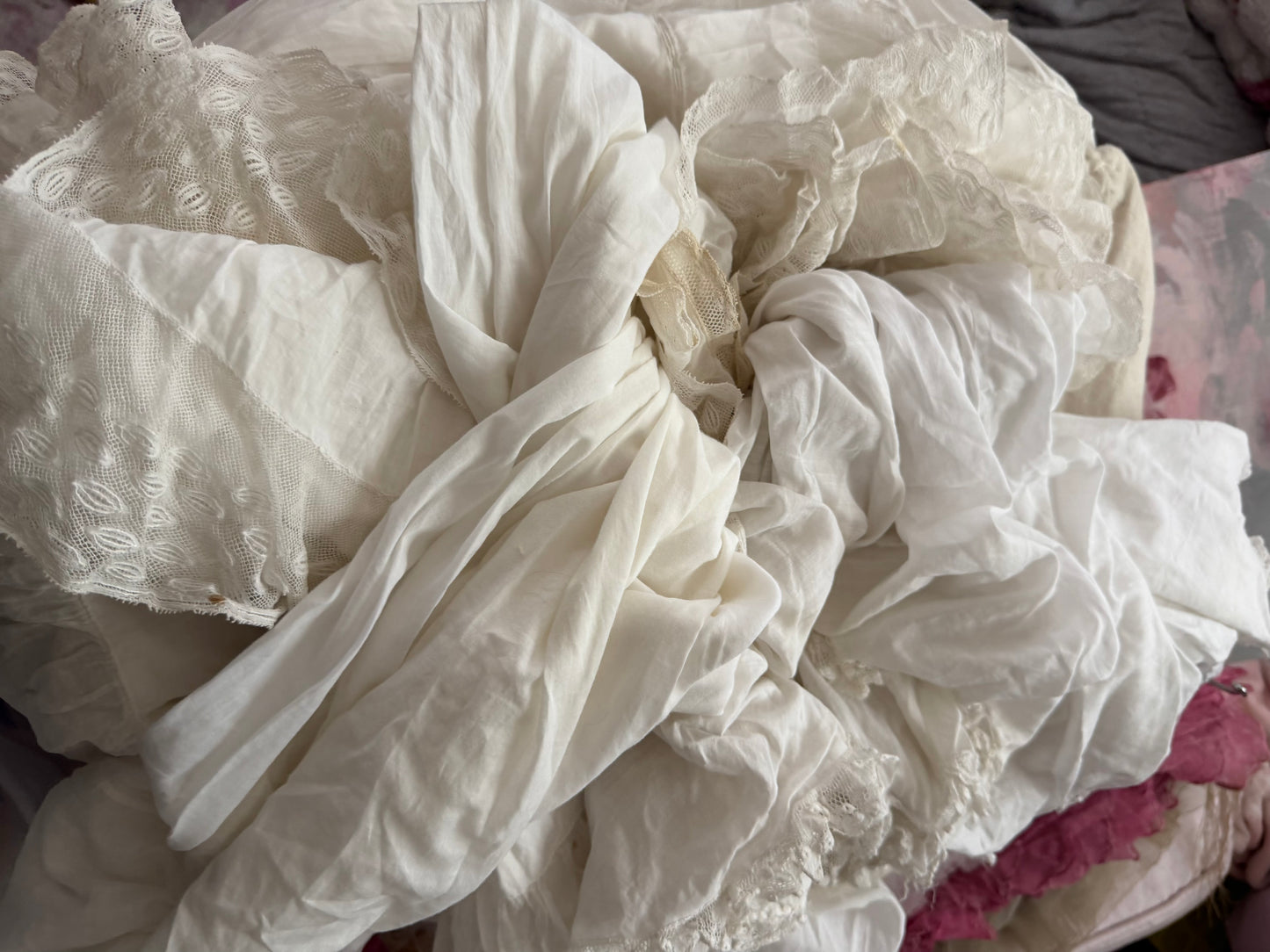 Collection Antique Victorian Whites Lace Nightgown Slip Pantalons