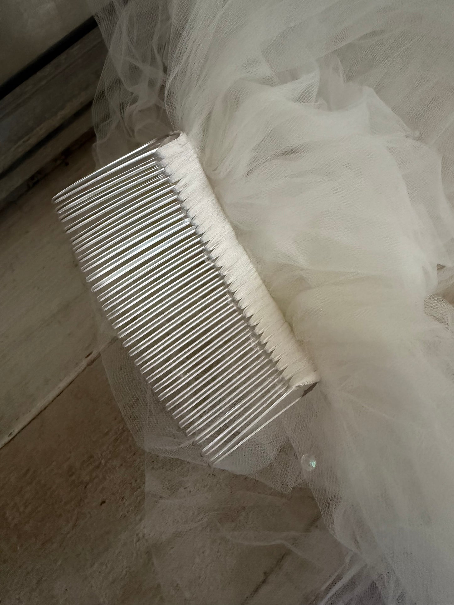 Vintage White Tulle Lace Pearl Ruffled Wedding Veil