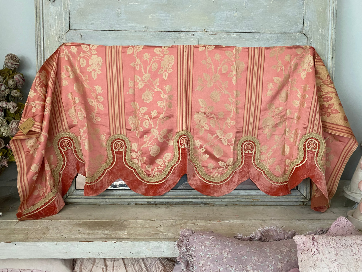 Rachel Ashwell RASSC Antique Mauve Pink French Silk Pelmet