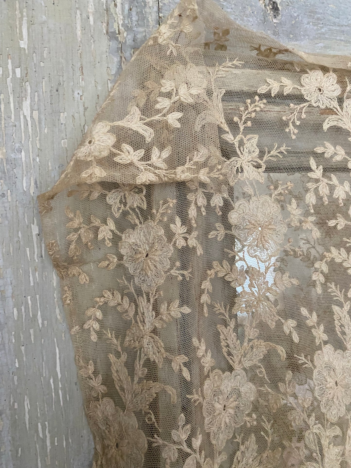 RARE Antique Intricate Lace Floral Panel