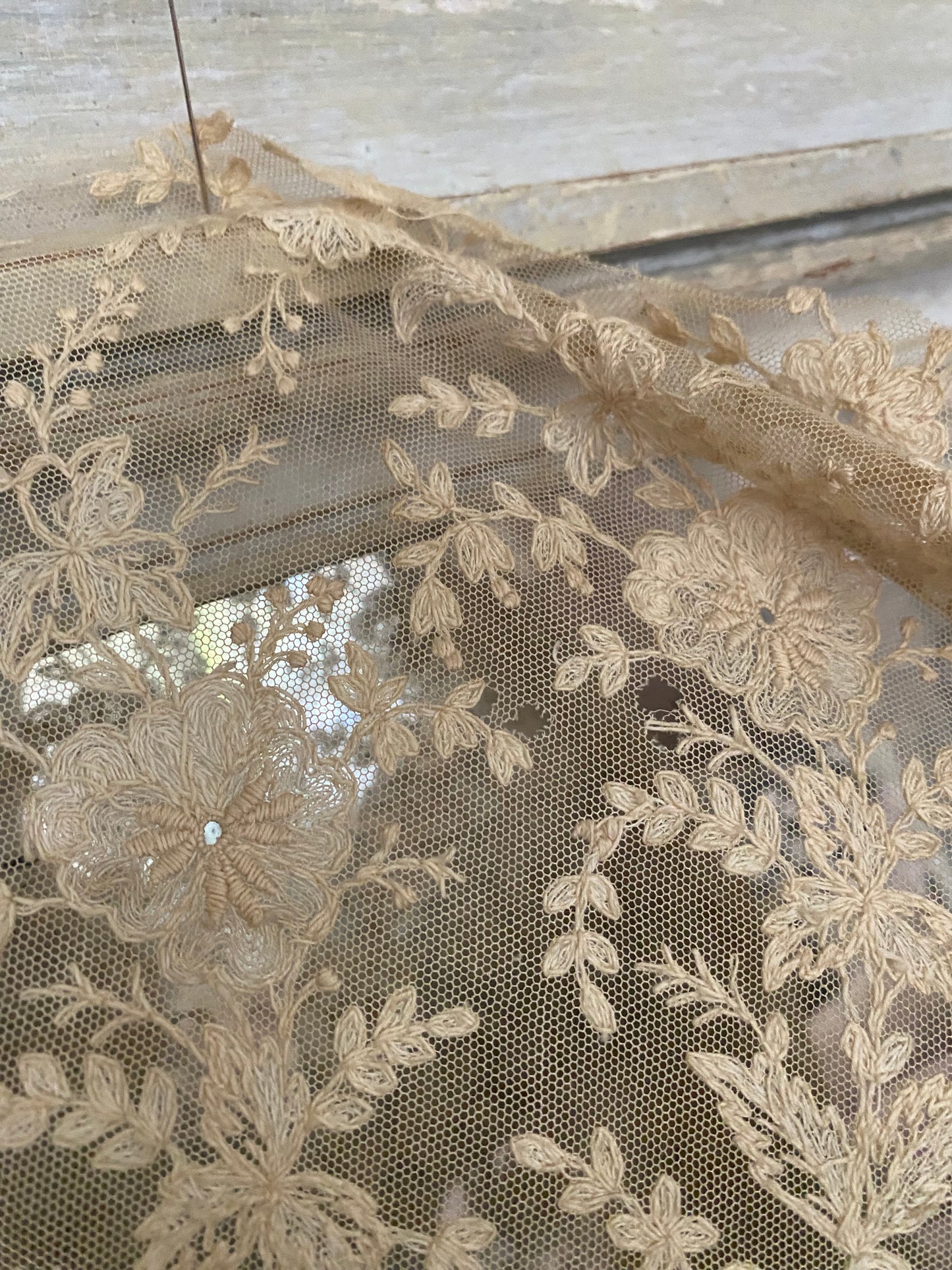RARE Antique Intricate Lace Floral Panel