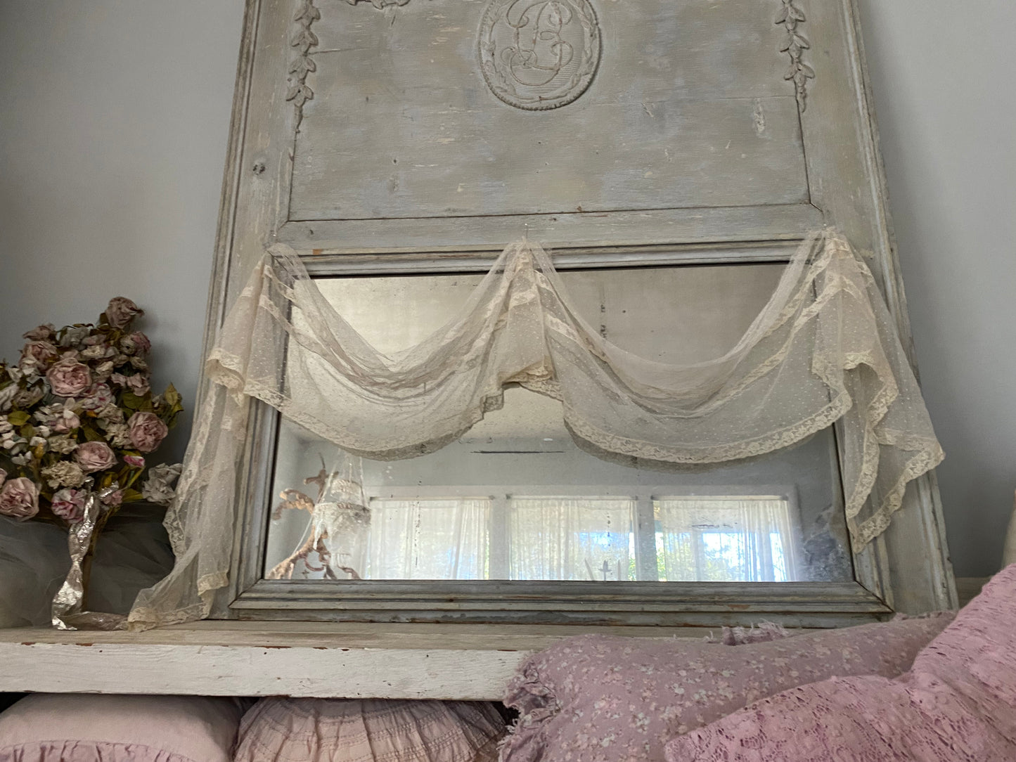 Pair Antique Lace Panels