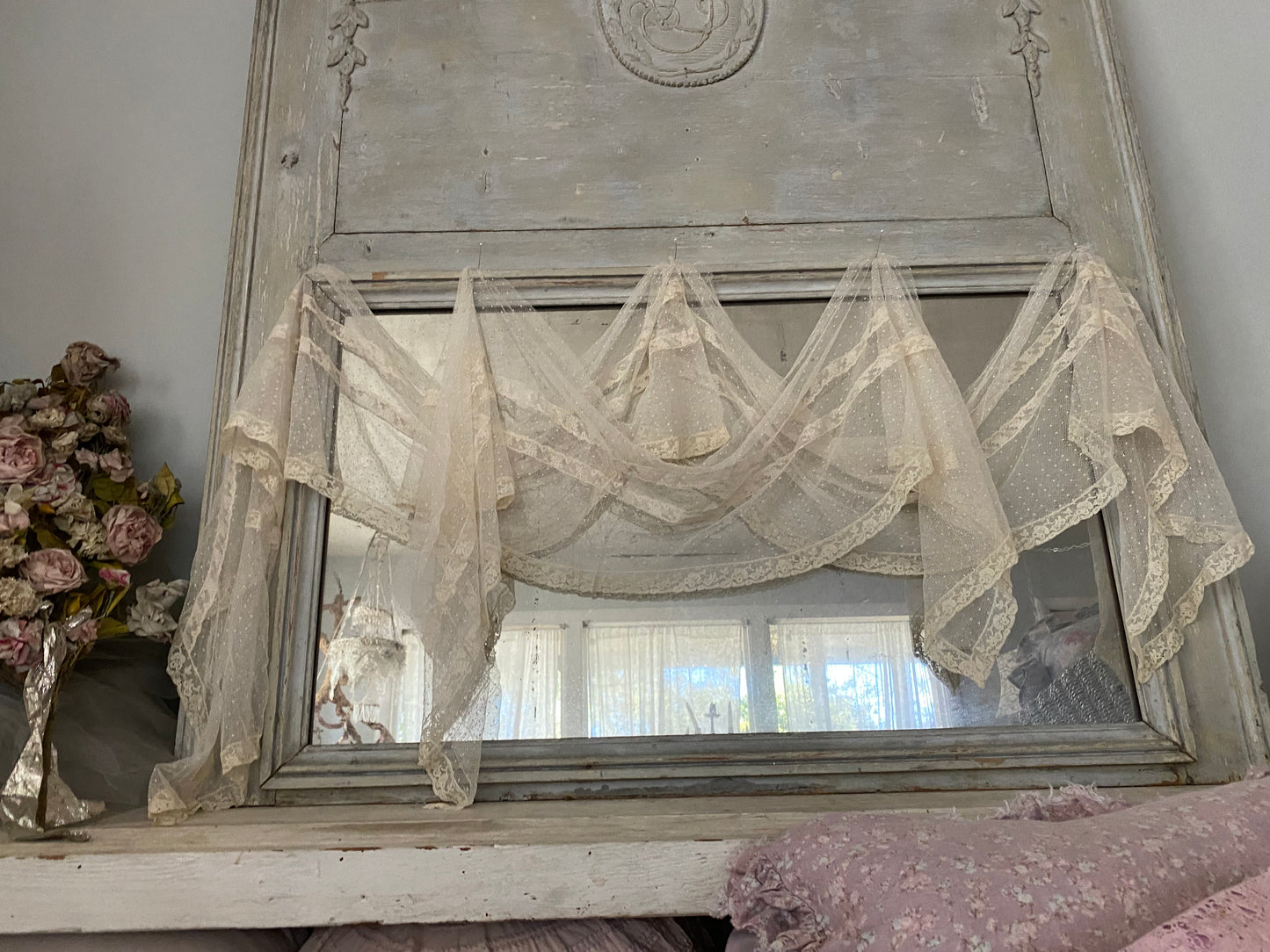 Pair Antique Lace Panels