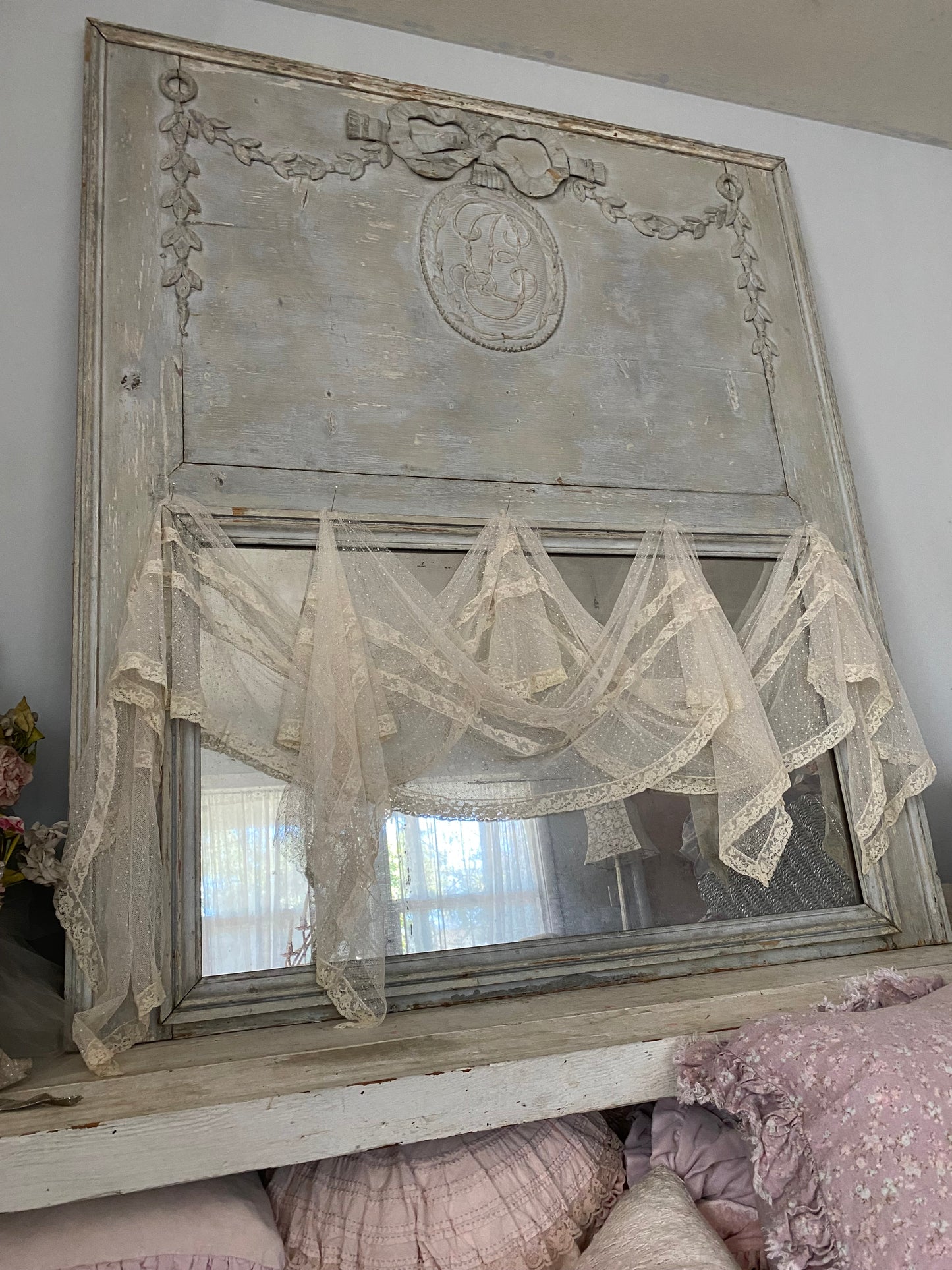 Pair Antique Lace Panels
