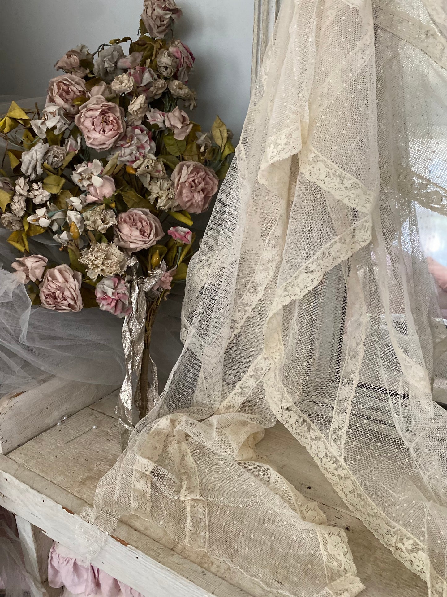 Pair Antique Lace Panels