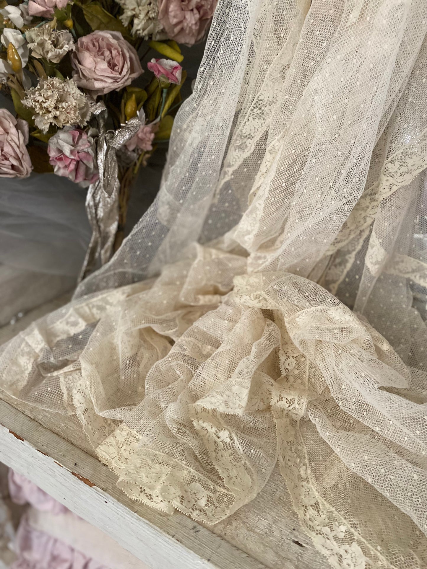 Pair Antique Lace Panels
