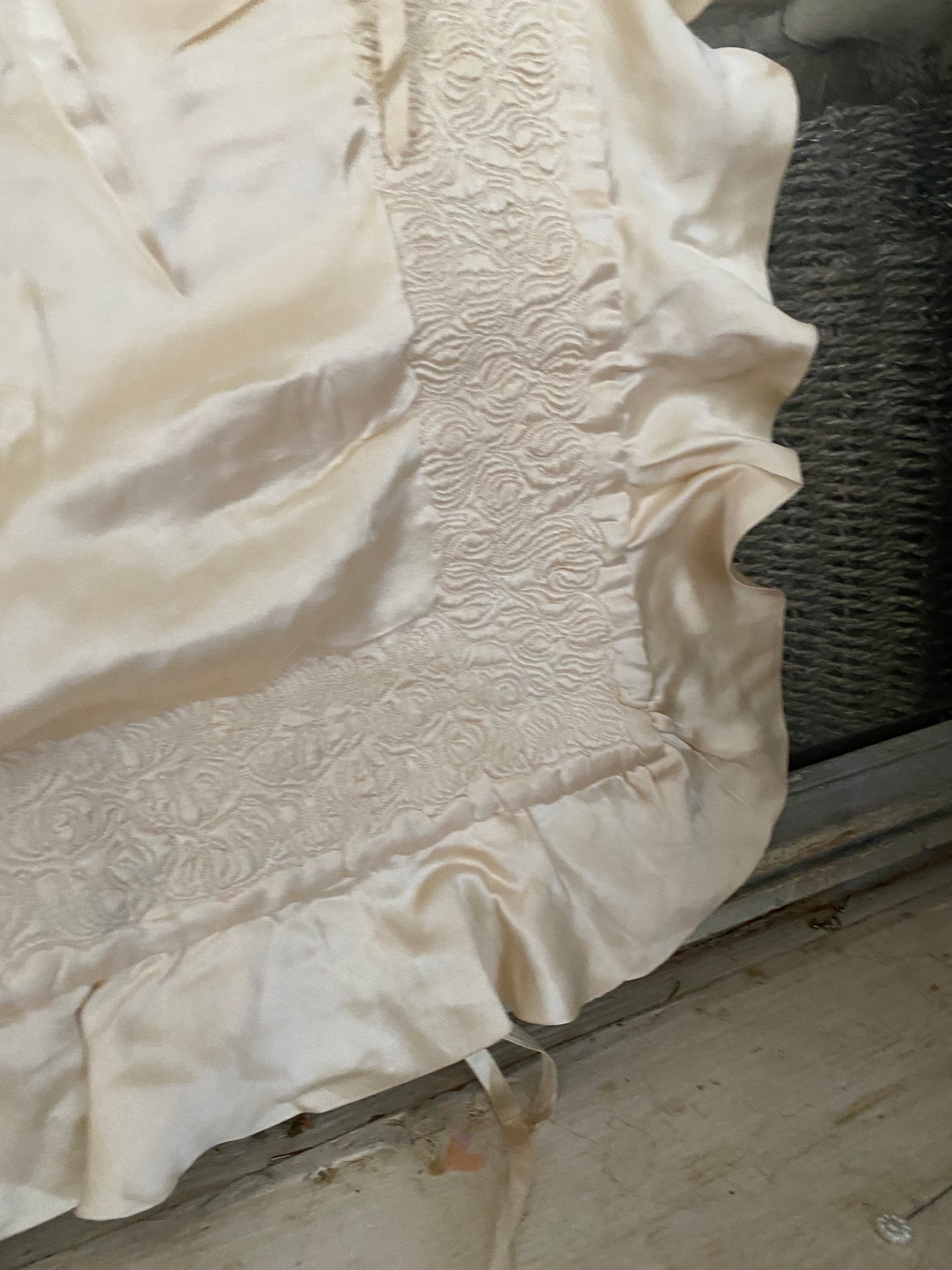 Antique Silk Baby Crib Christening Blanket