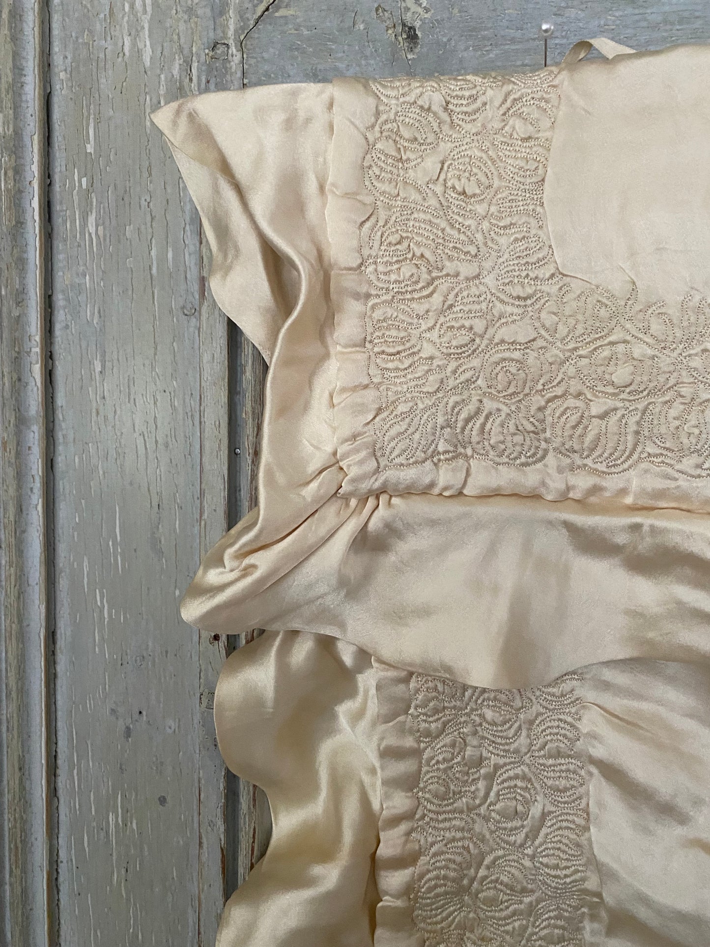 Antique Silk Baby Crib Christening Blanket