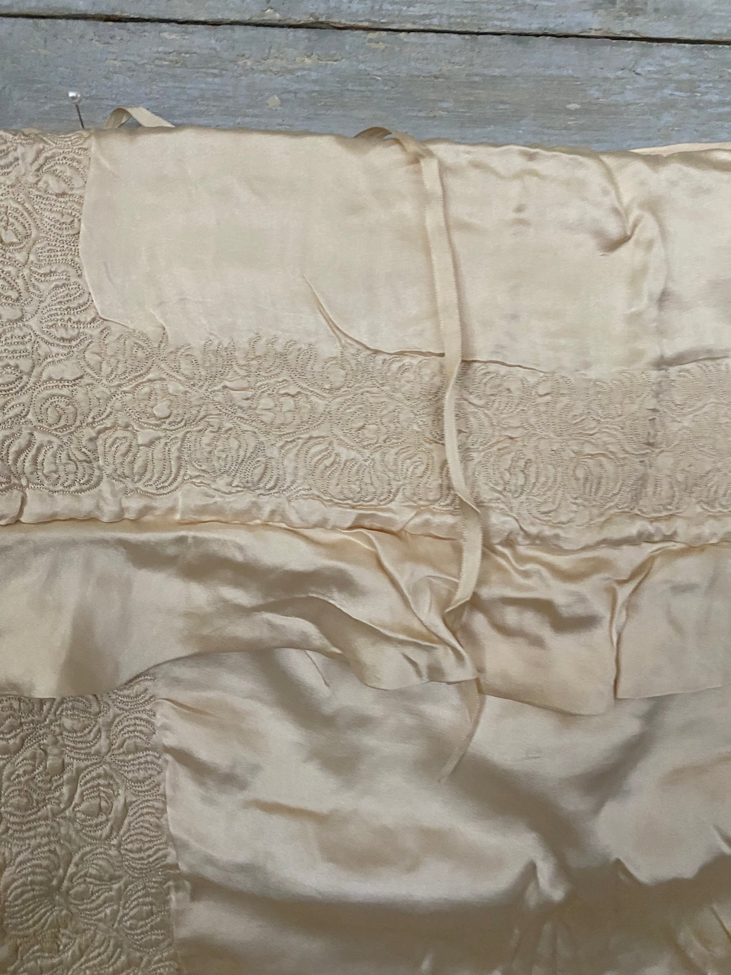 Antique Silk Baby Crib Christening Blanket