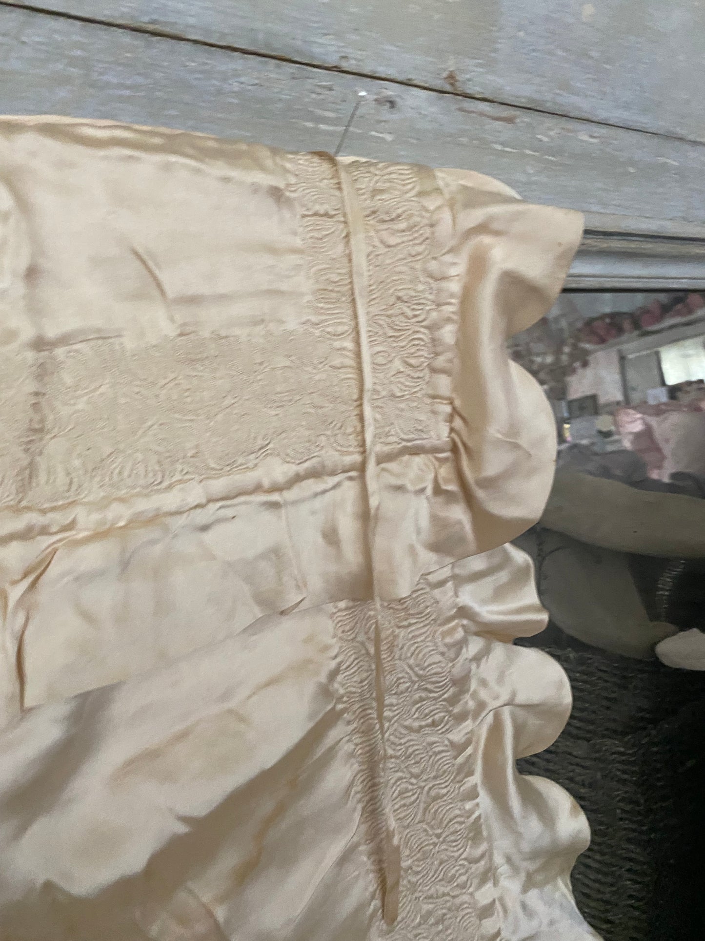 Antique Silk Baby Crib Christening Blanket