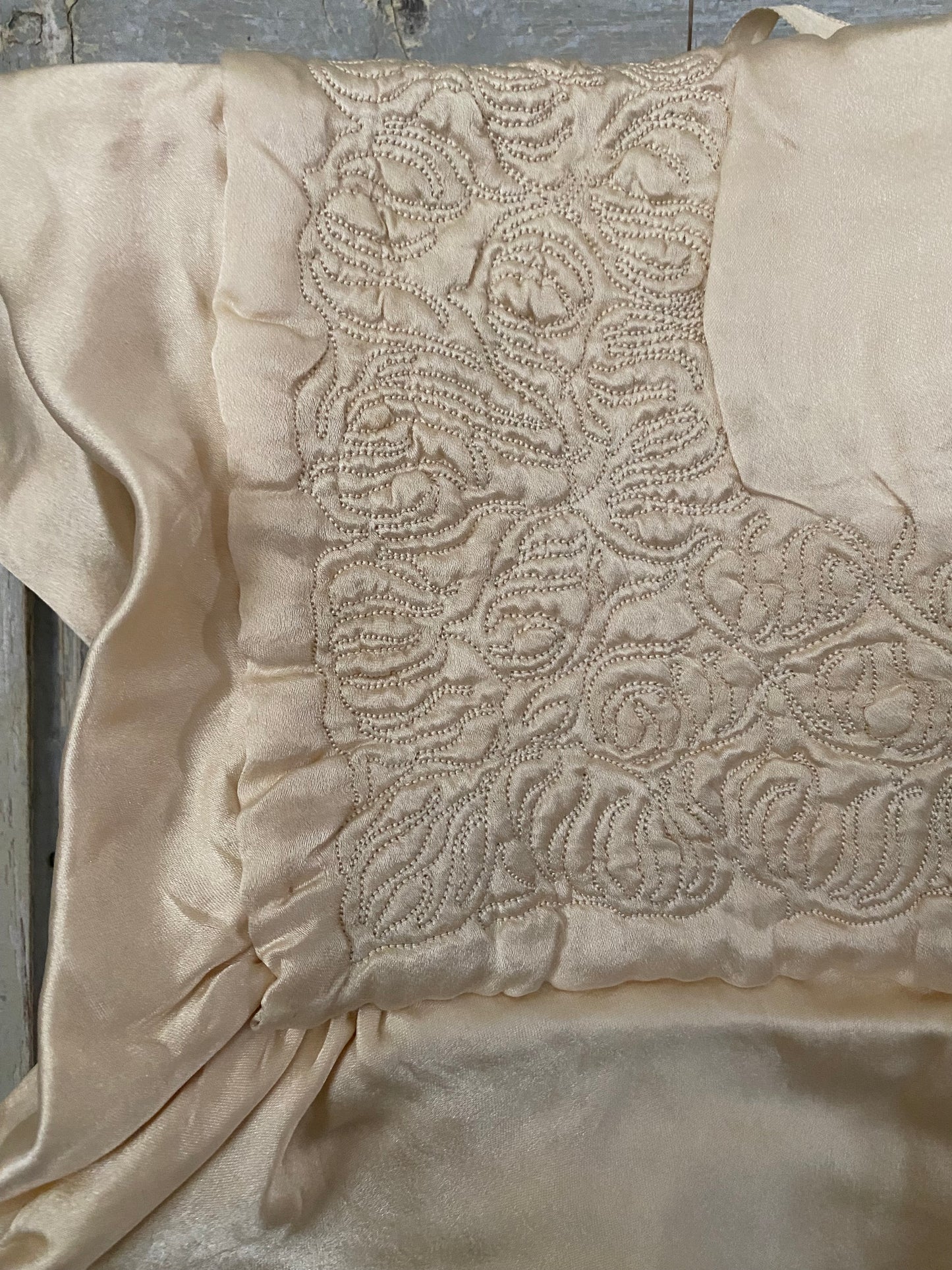 Antique Silk Baby Crib Christening Blanket