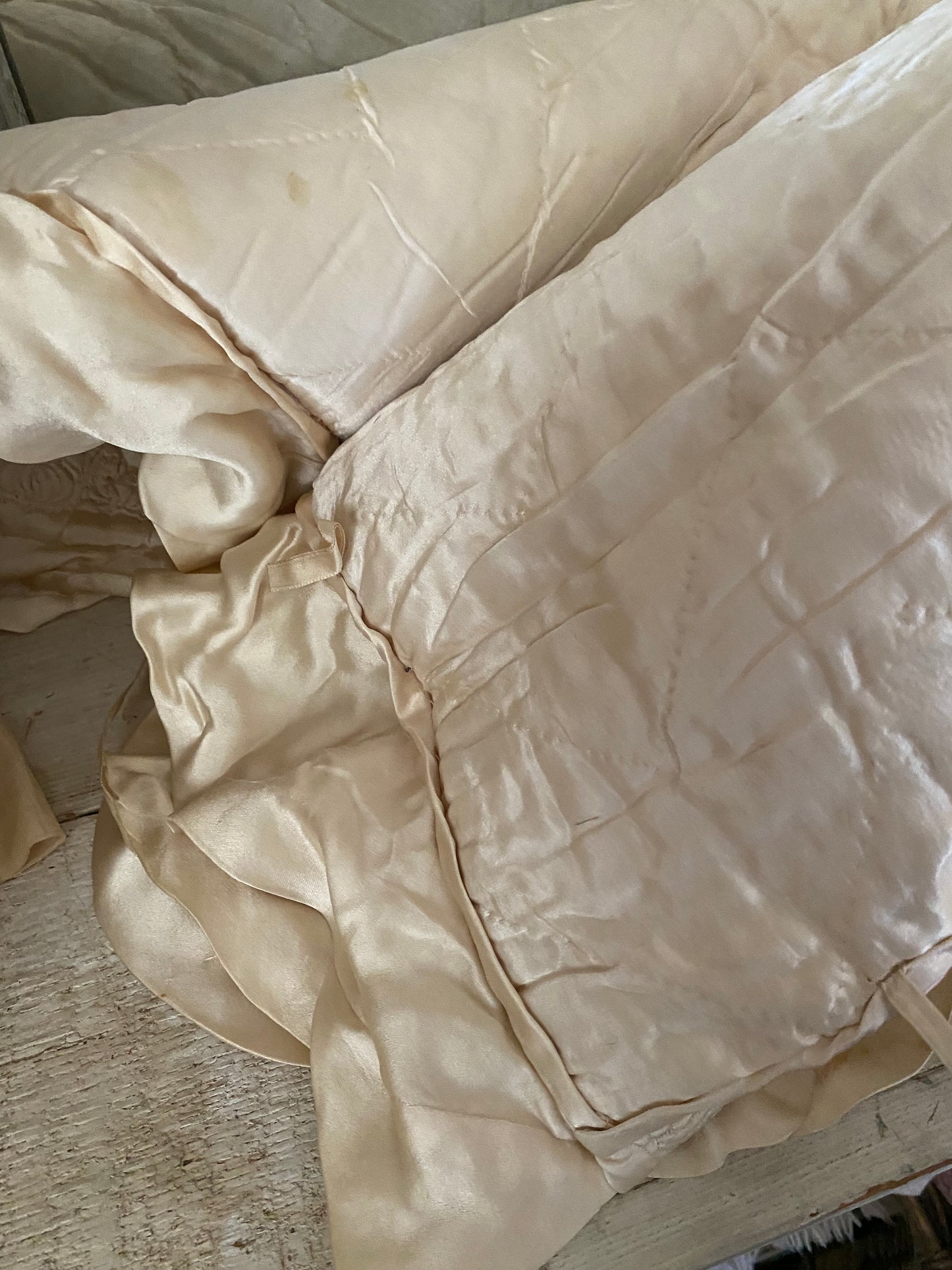 Antique Silk Baby Crib Christening Blanket