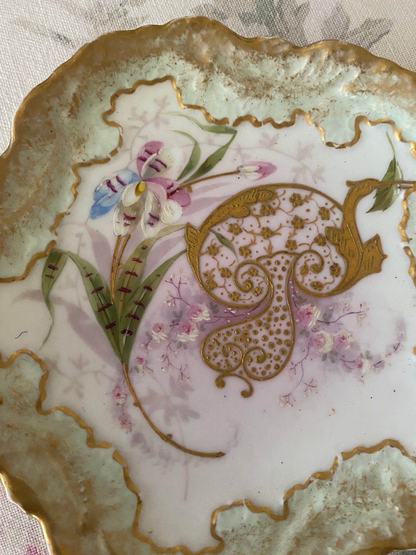 Pair Antique Painted Limoges French Plates