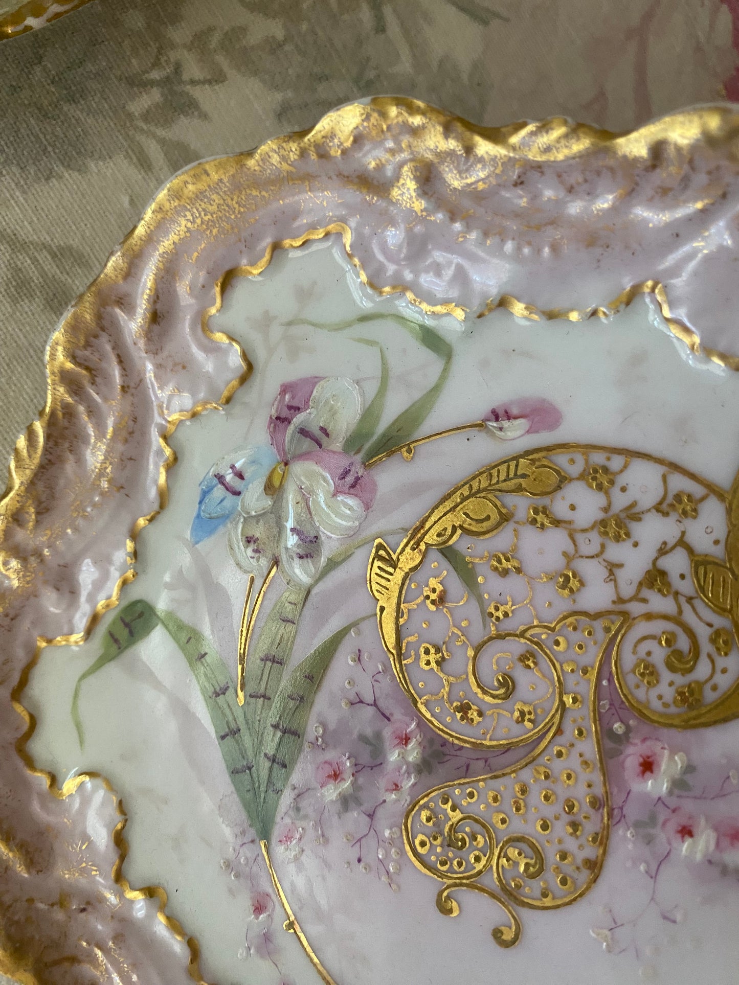 Pair Antique Painted Limoges French Plates