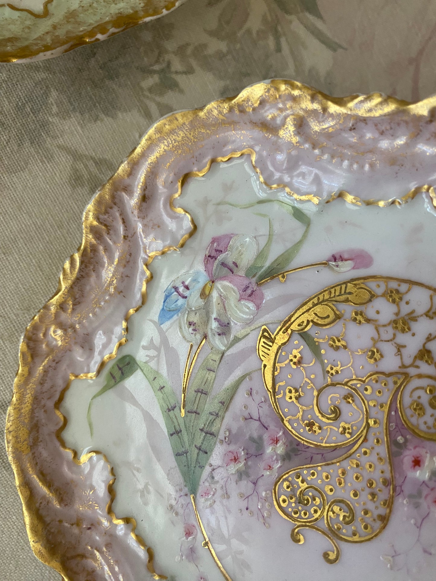 Pair Antique Painted Limoges French Plates