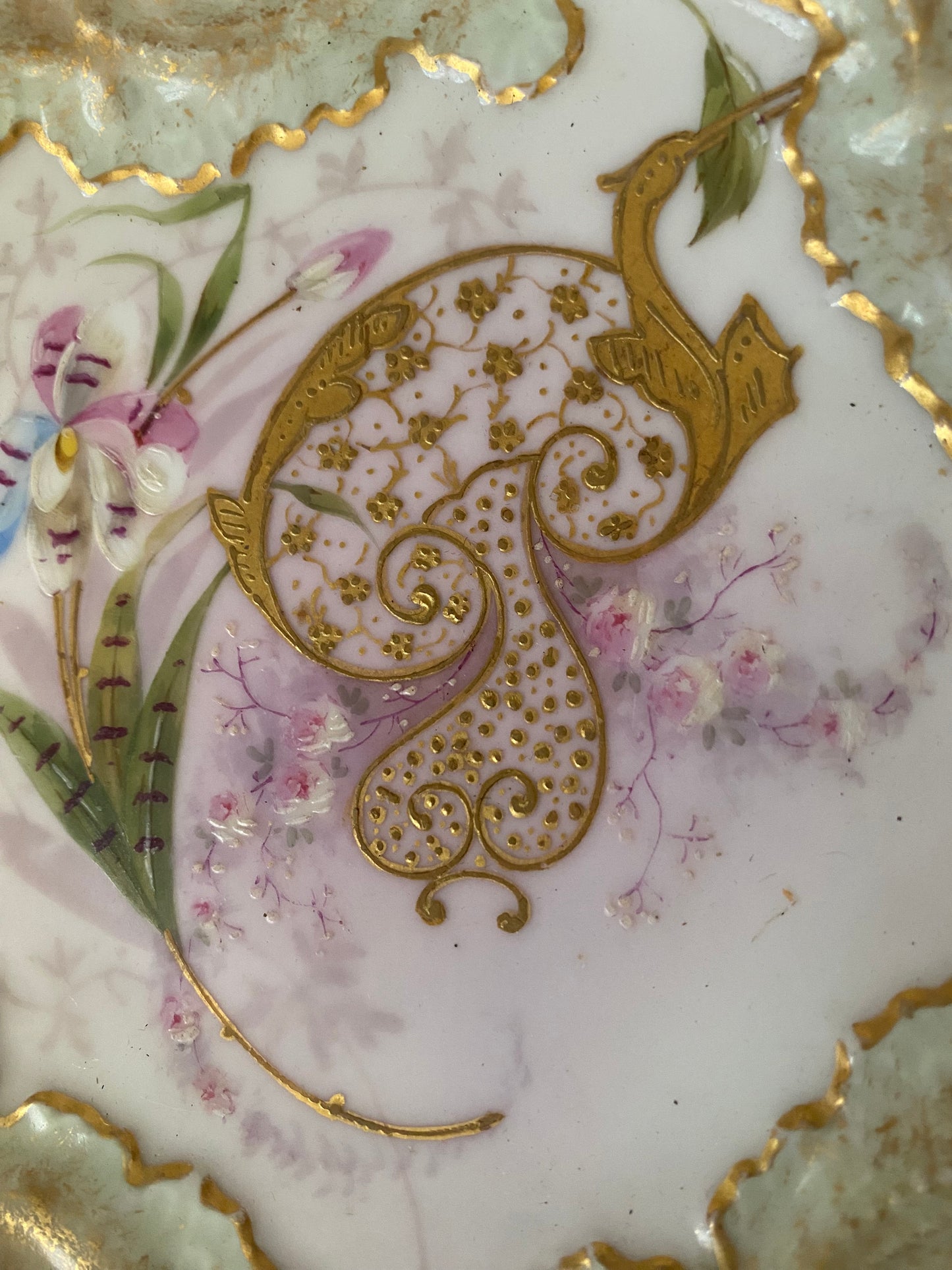 Pair Antique Painted Limoges French Plates
