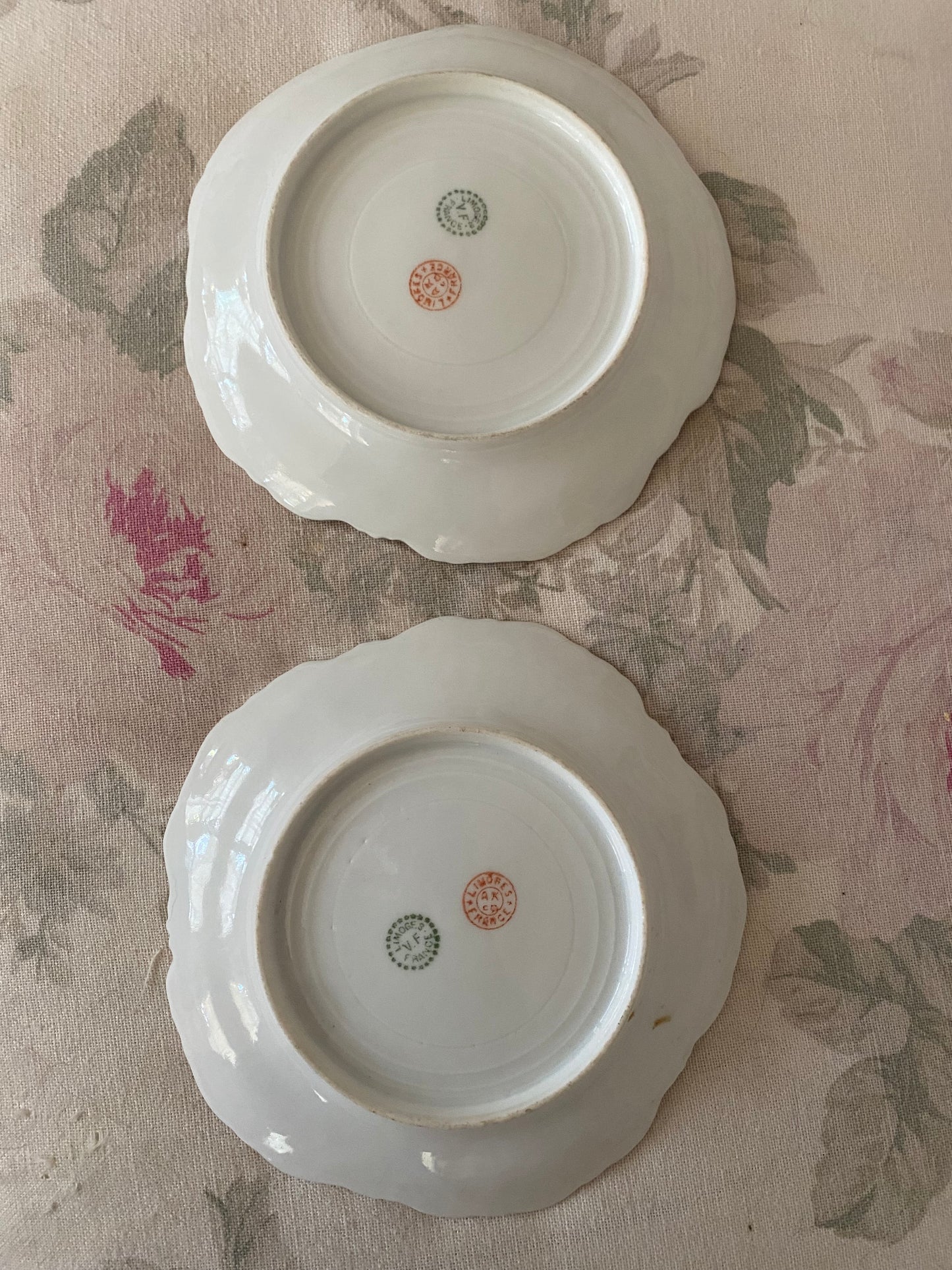 Pair Antique Painted Limoges French Plates