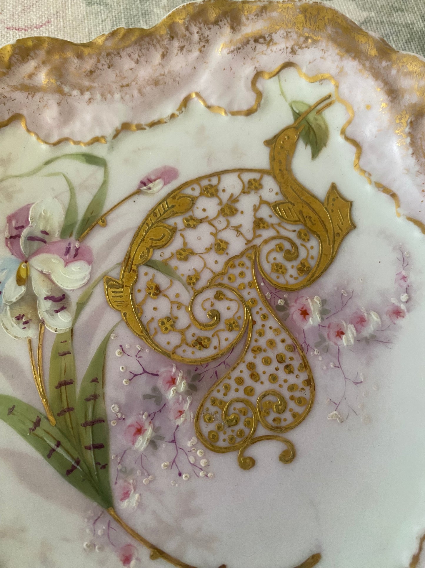 Pair Antique Painted Limoges French Plates