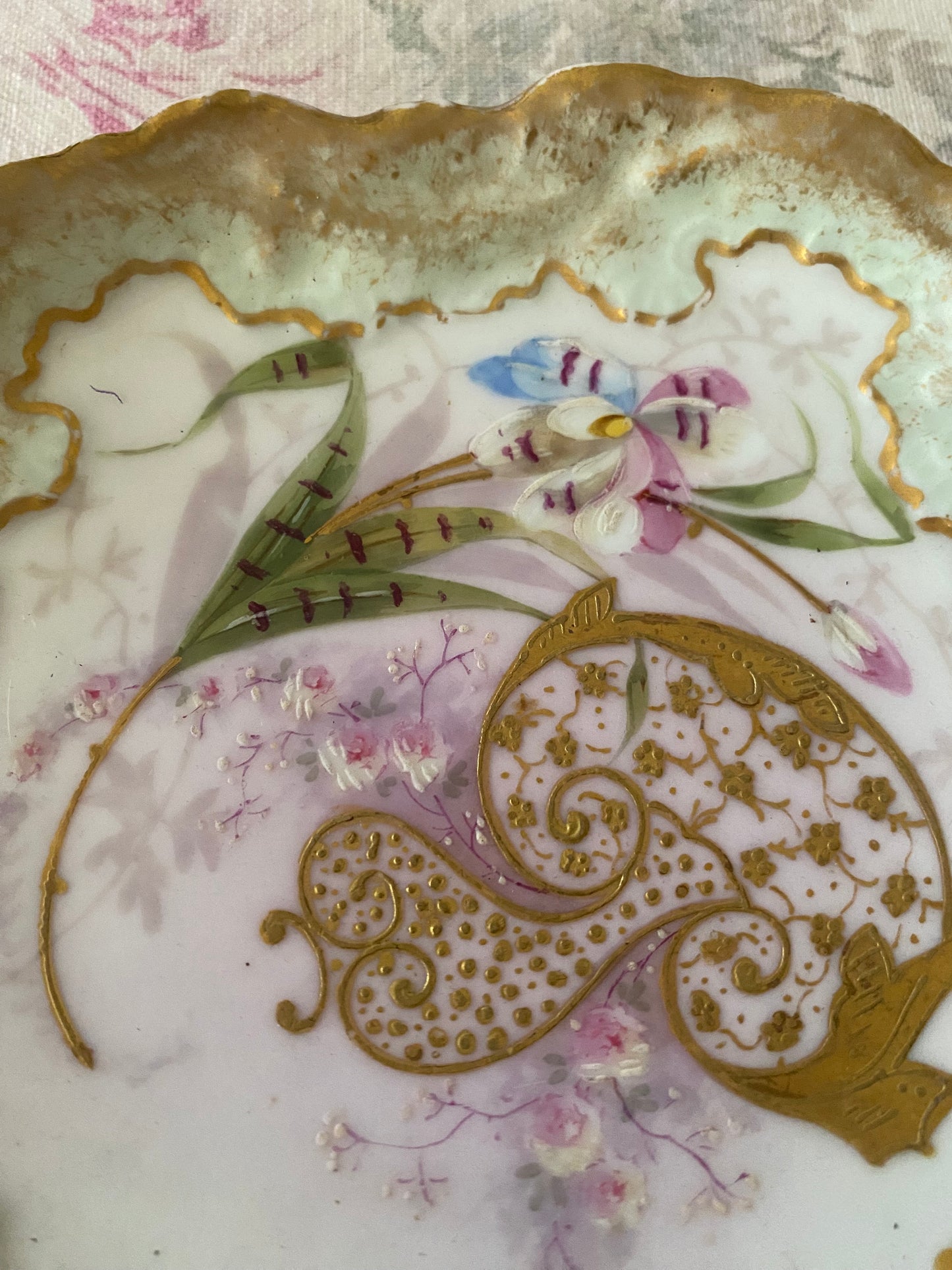 Pair Antique Painted Limoges French Plates