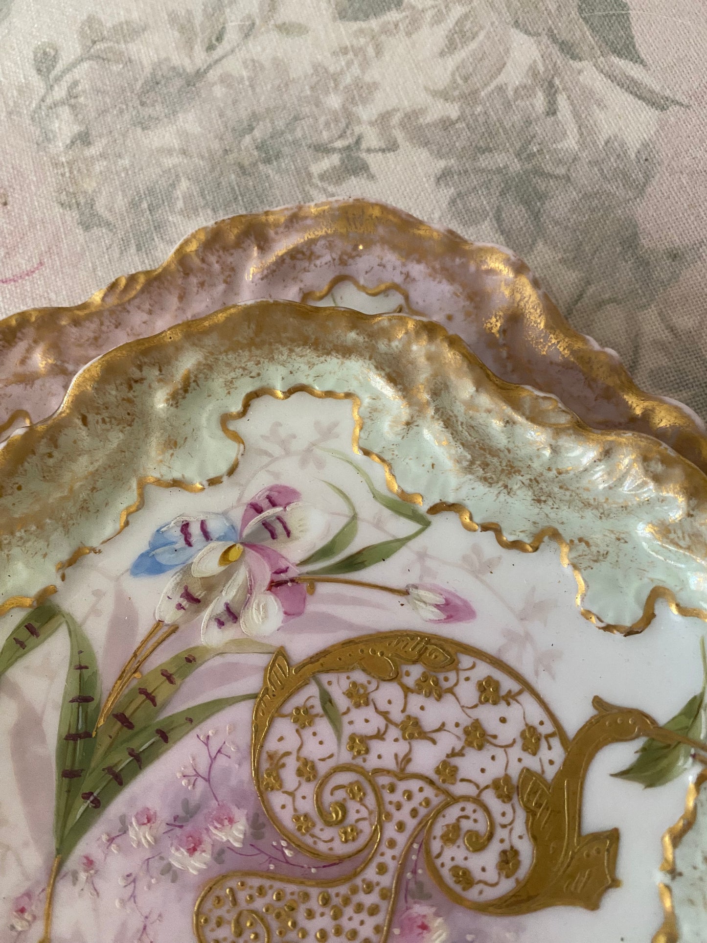 Pair Antique Painted Limoges French Plates
