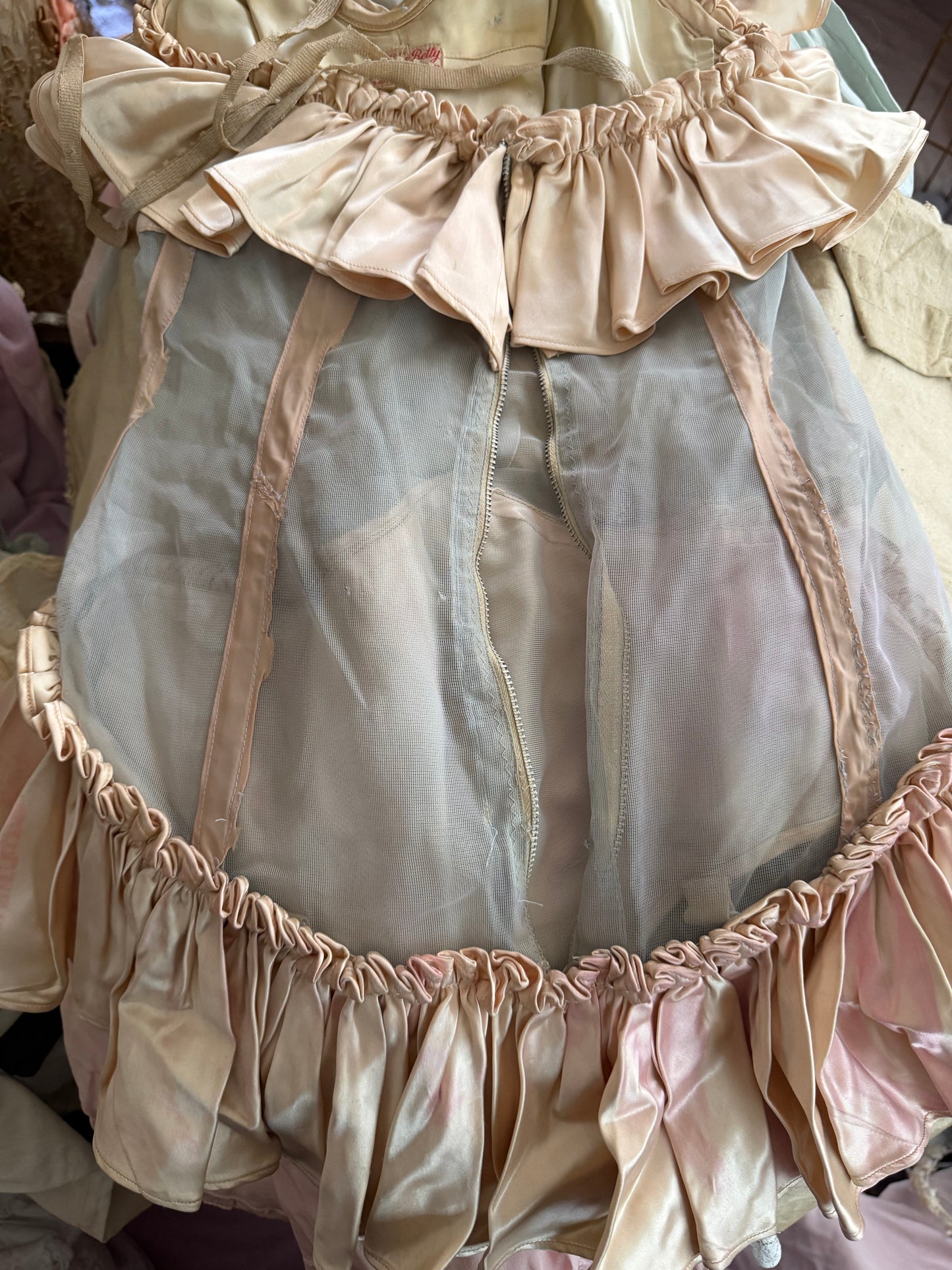 Vintage Satin Petal Pearl Showgirl Costume