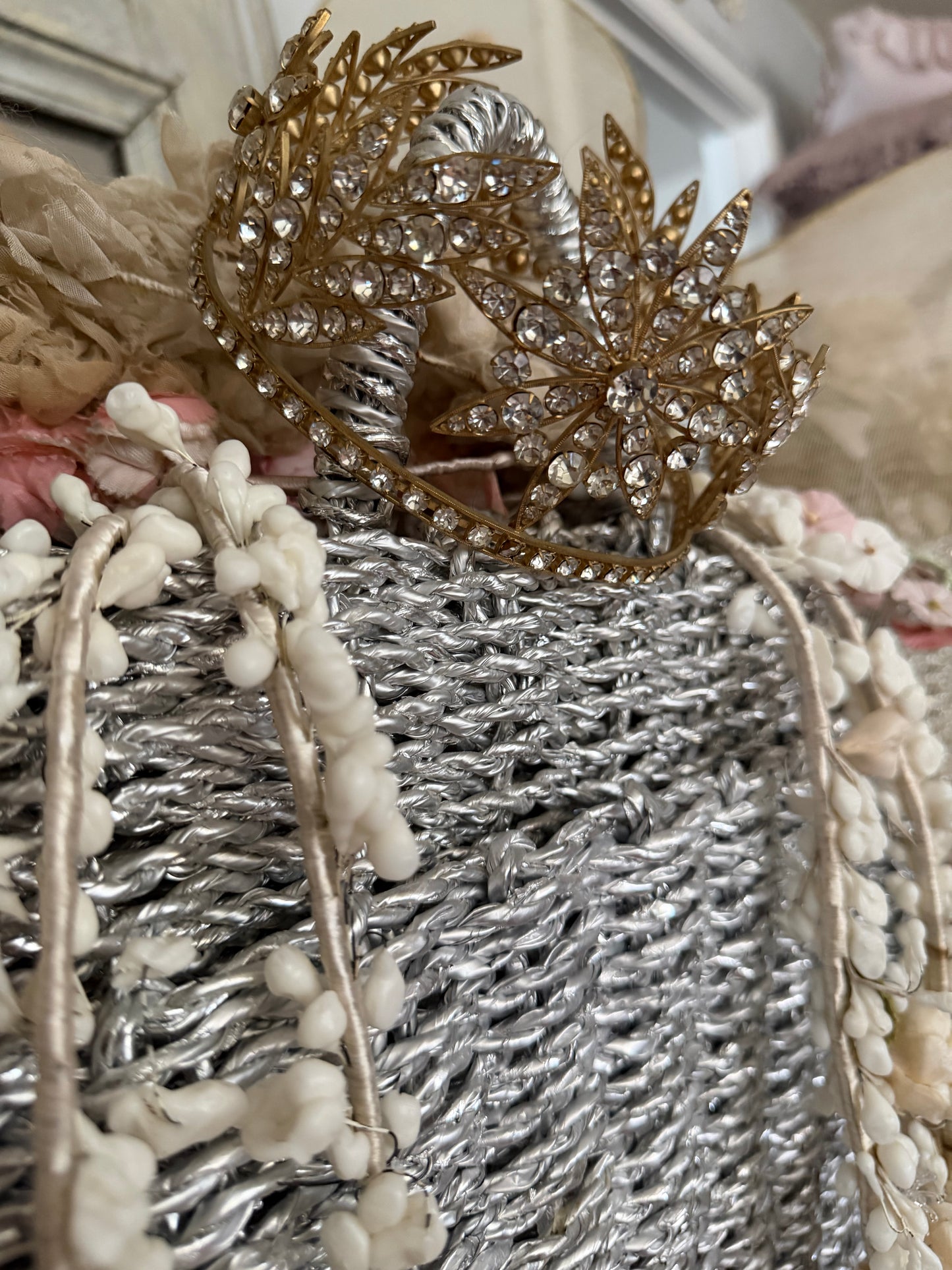 Antique Gold Rhinestone Crown