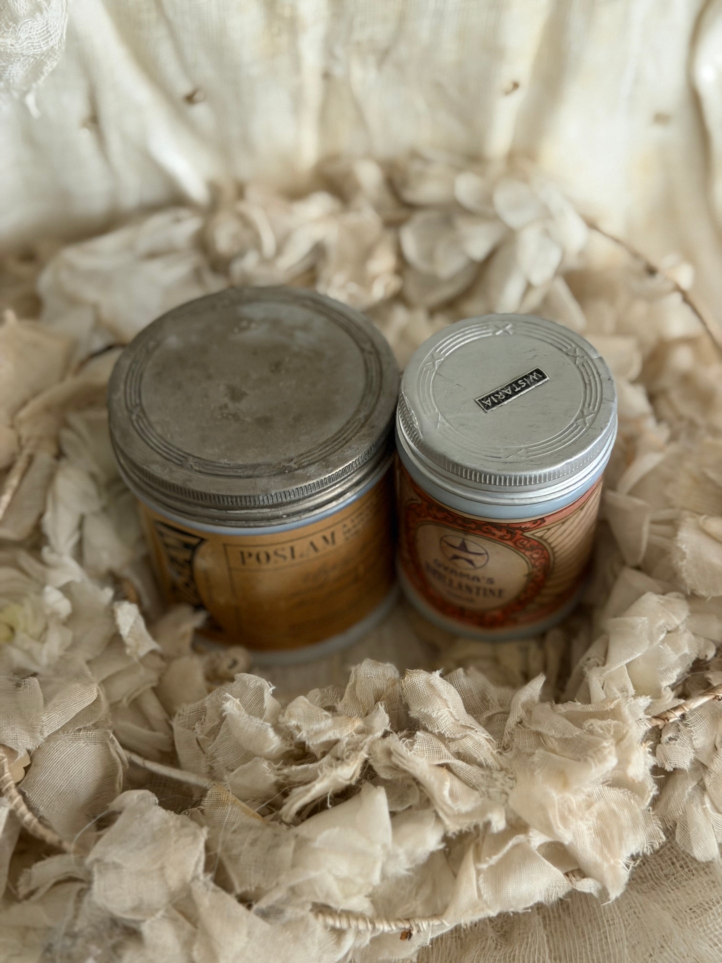 Pair Antique Milkglass Apothecary Jars