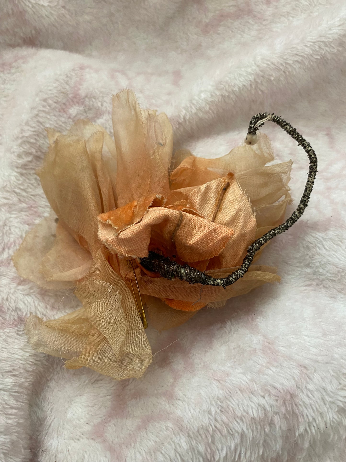 Antique Peach 1920s Millinery Flower