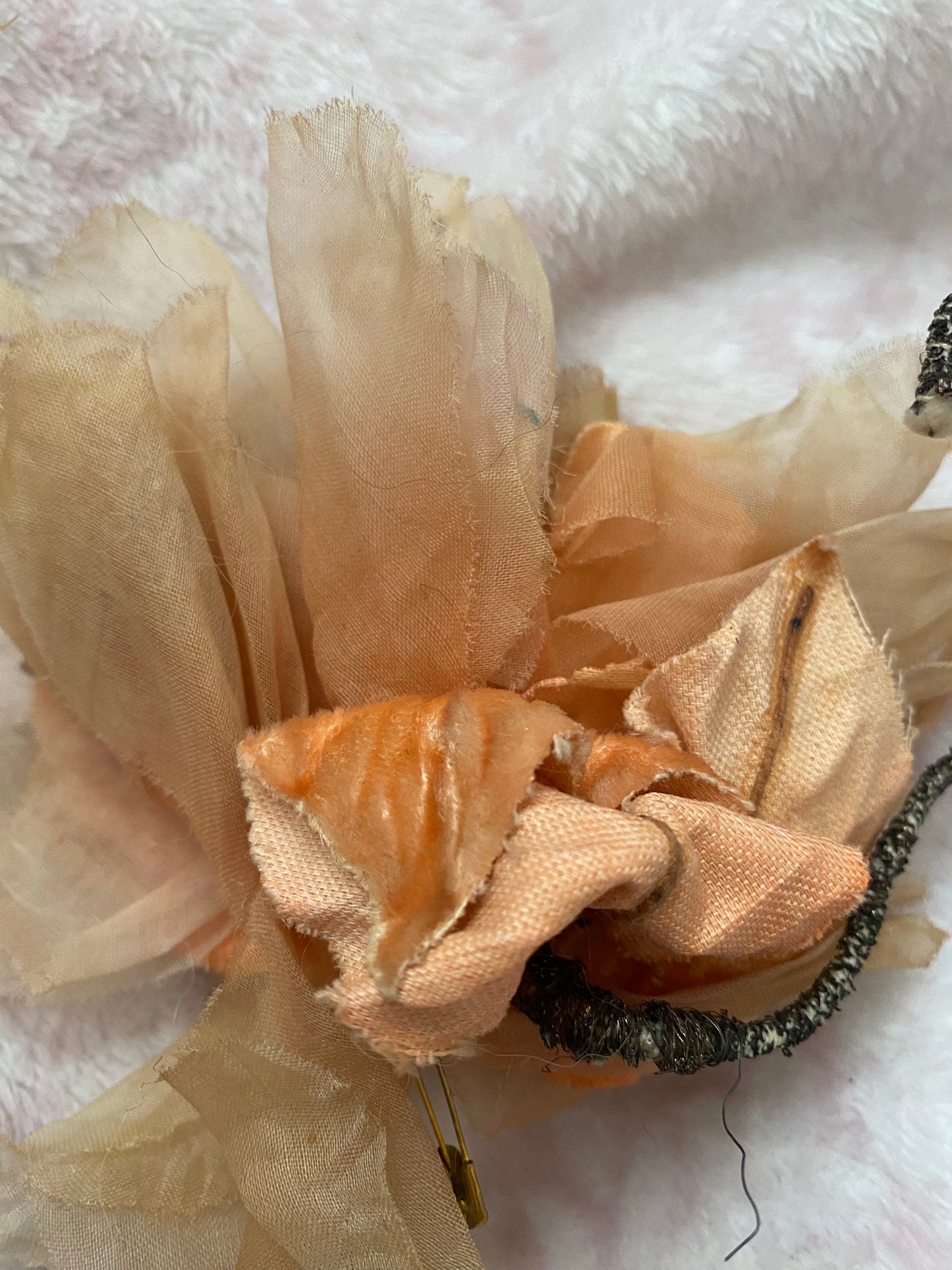 Antique Peach 1920s Millinery Flower