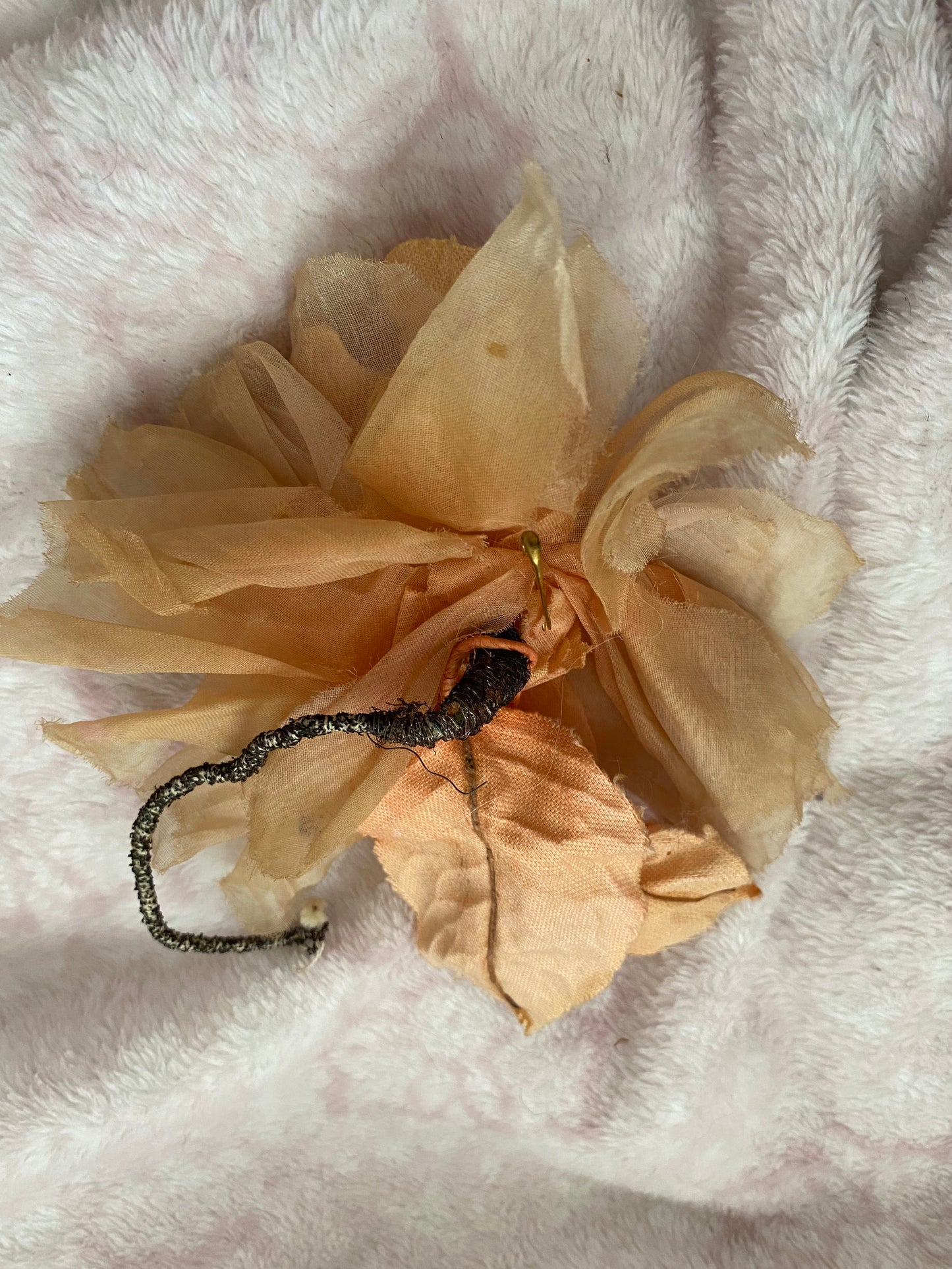 Antique Peach 1920s Millinery Flower