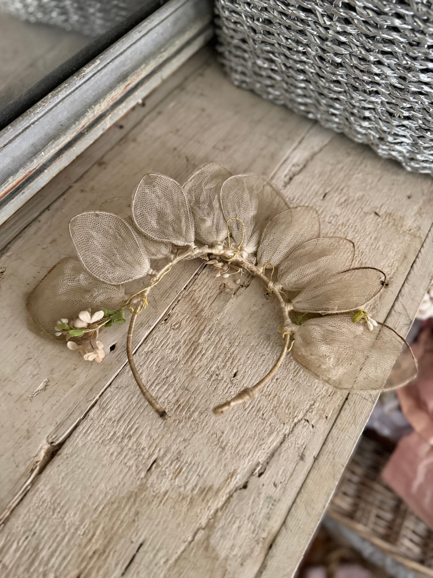 Antique French Lace Petal Bridal Headdress