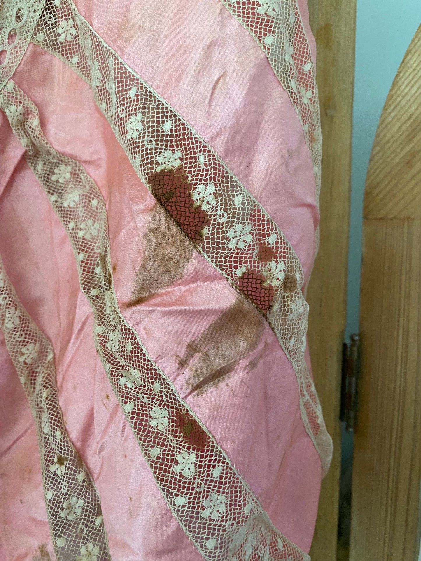 Antique Pink Silk Lace Corset Cover Camisole