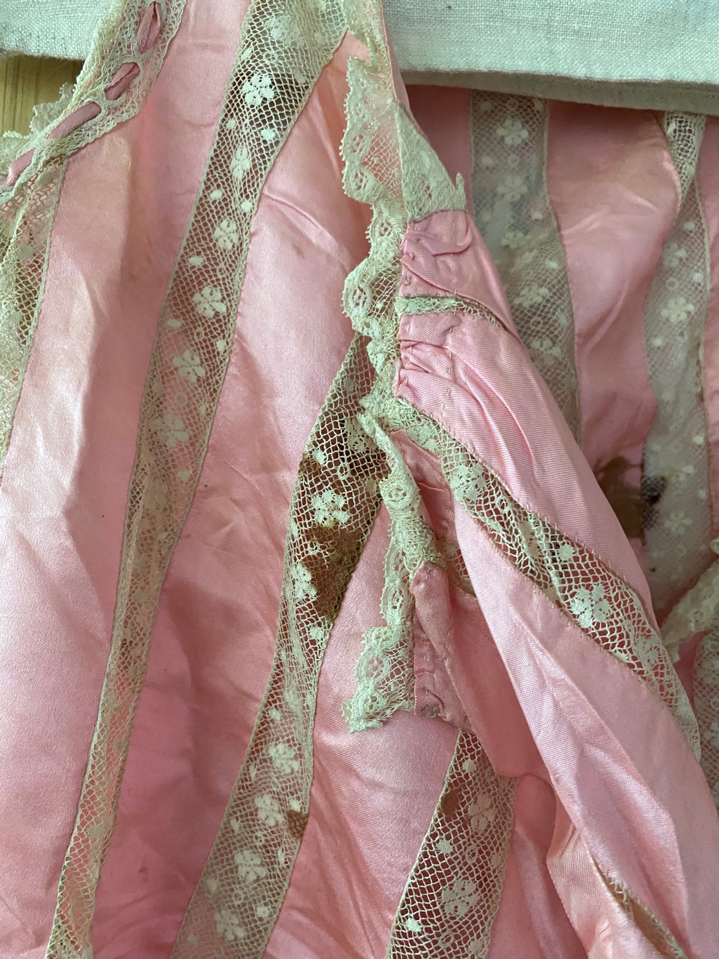 Antique Pink Silk Lace Corset Cover Camisole