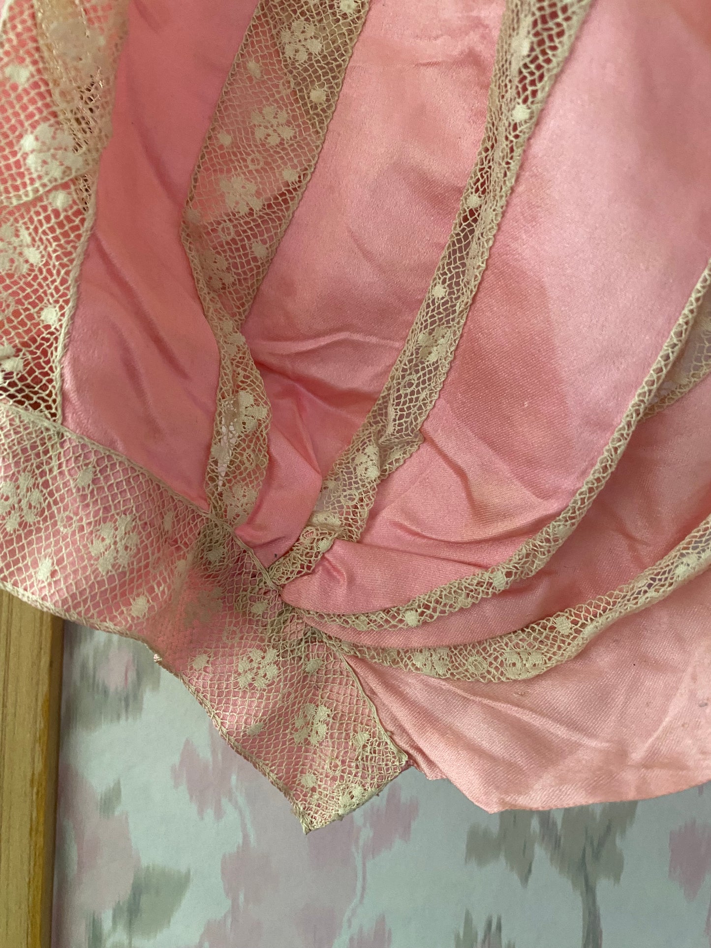 Antique Pink Silk Lace Corset Cover Camisole