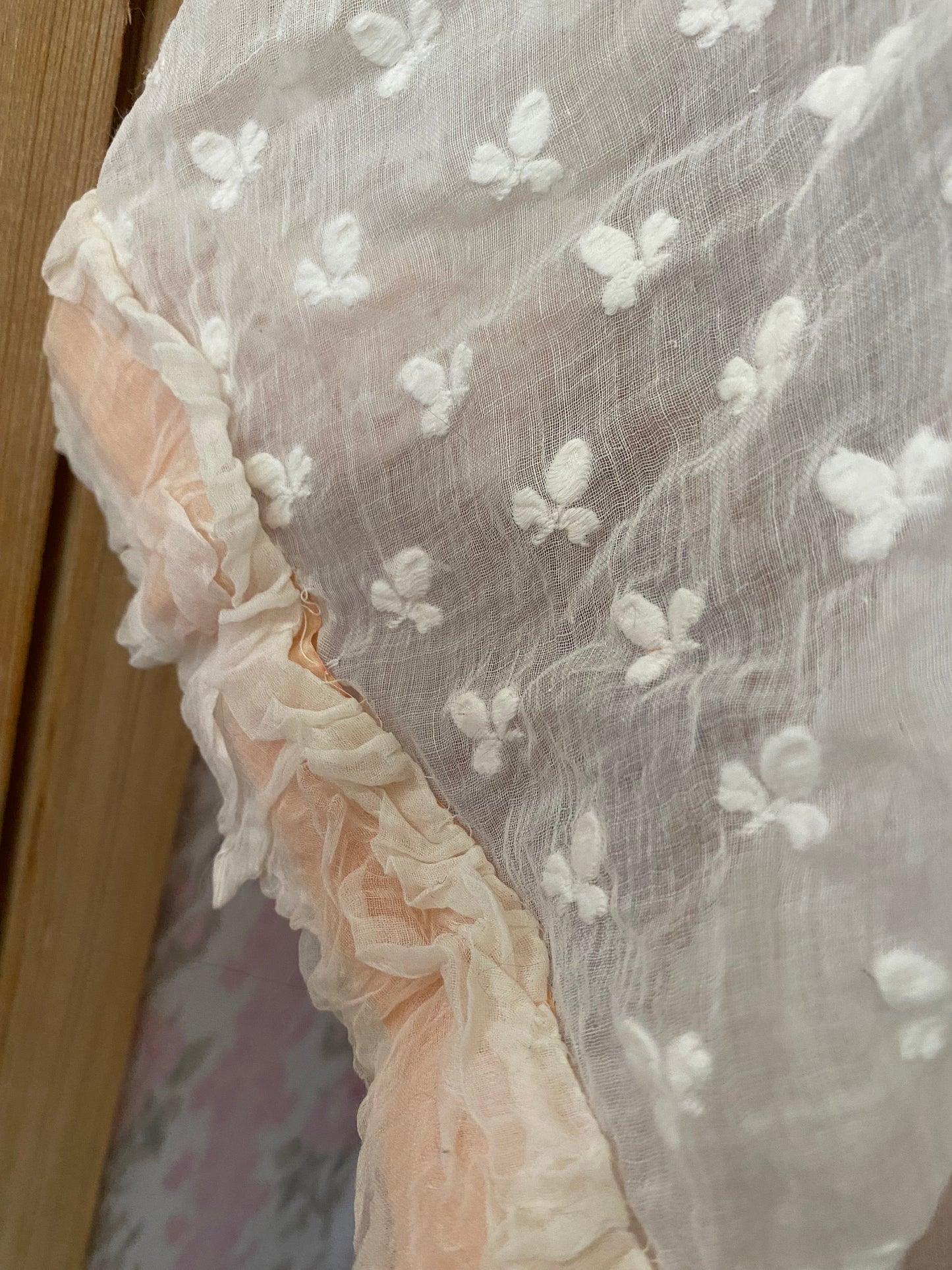 Antique White Pink Shawl