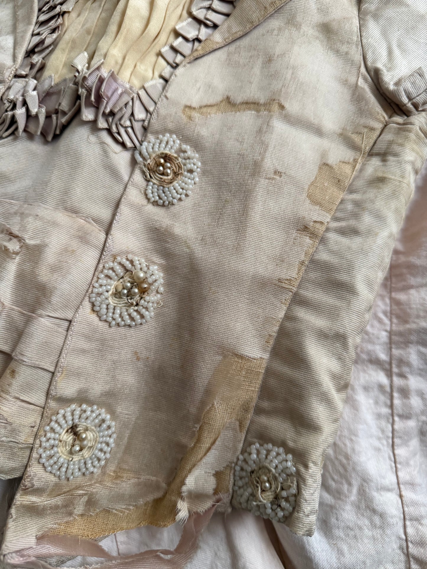 Antique Victorian Lavender Silk Beaded Bodice